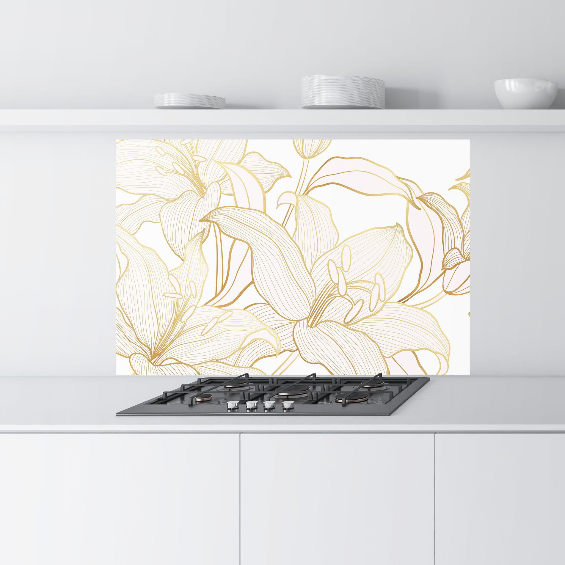 Panou Sticla Bucatarie Gold Lily mockup 9