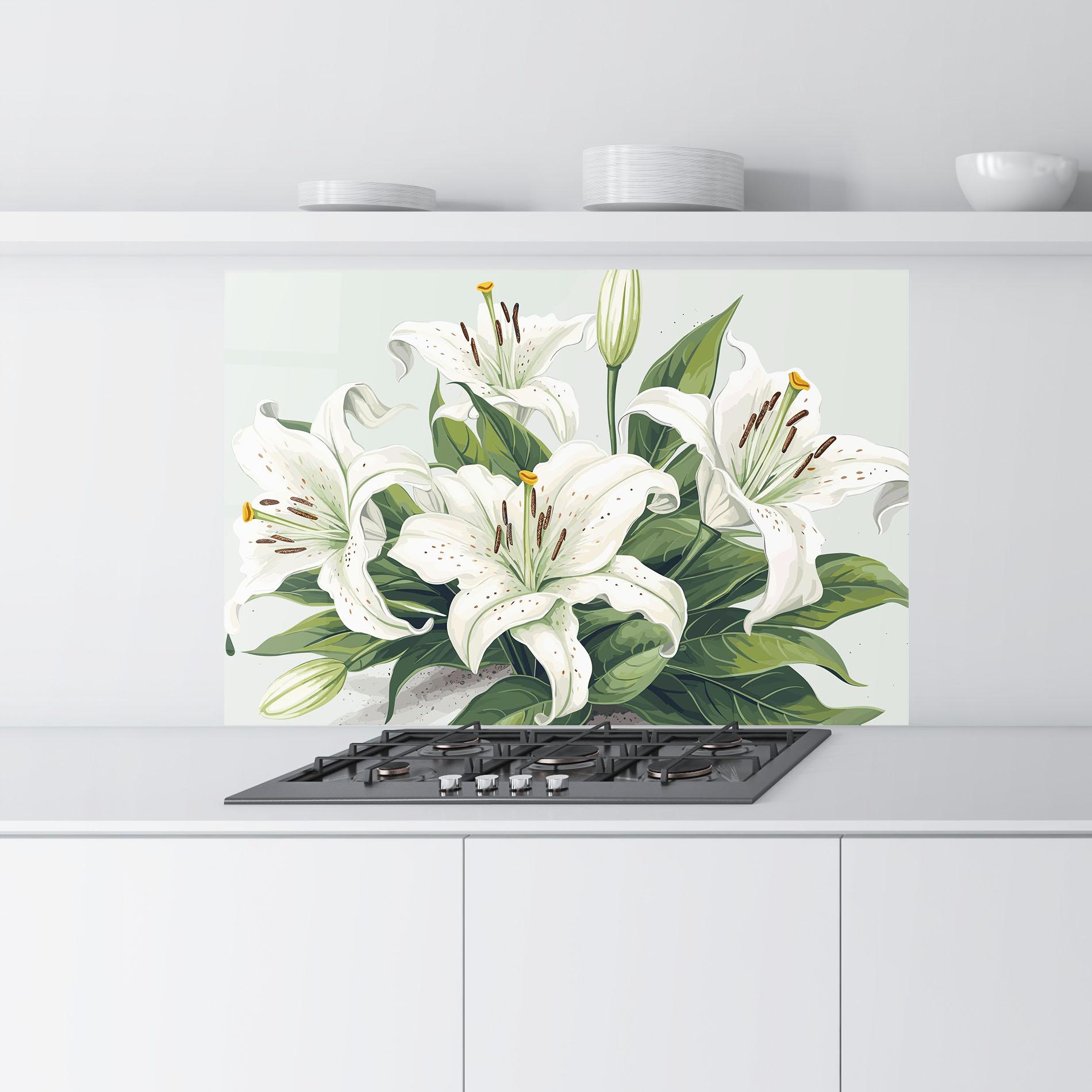 Panou Sticla Bucatarie Light Lily Art mockup 9