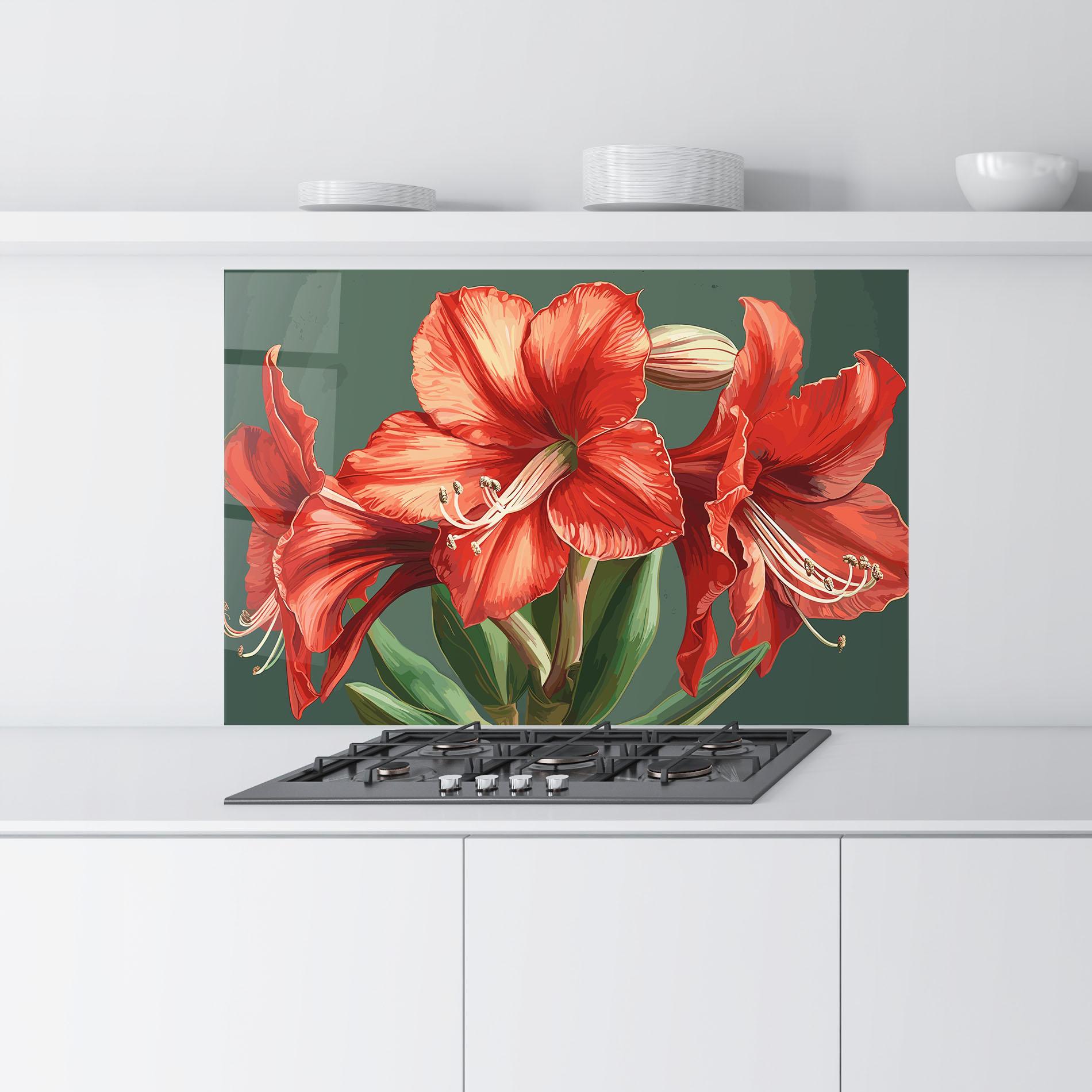Panou Sticla Bucatarie Lily Orange Art mockup 9