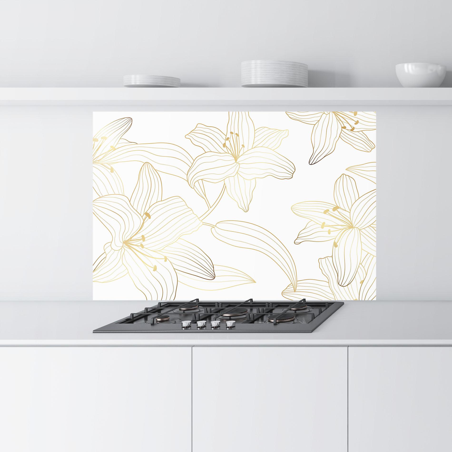 Panou Sticla Bucatarie Luxury Golden Lily mockup 9