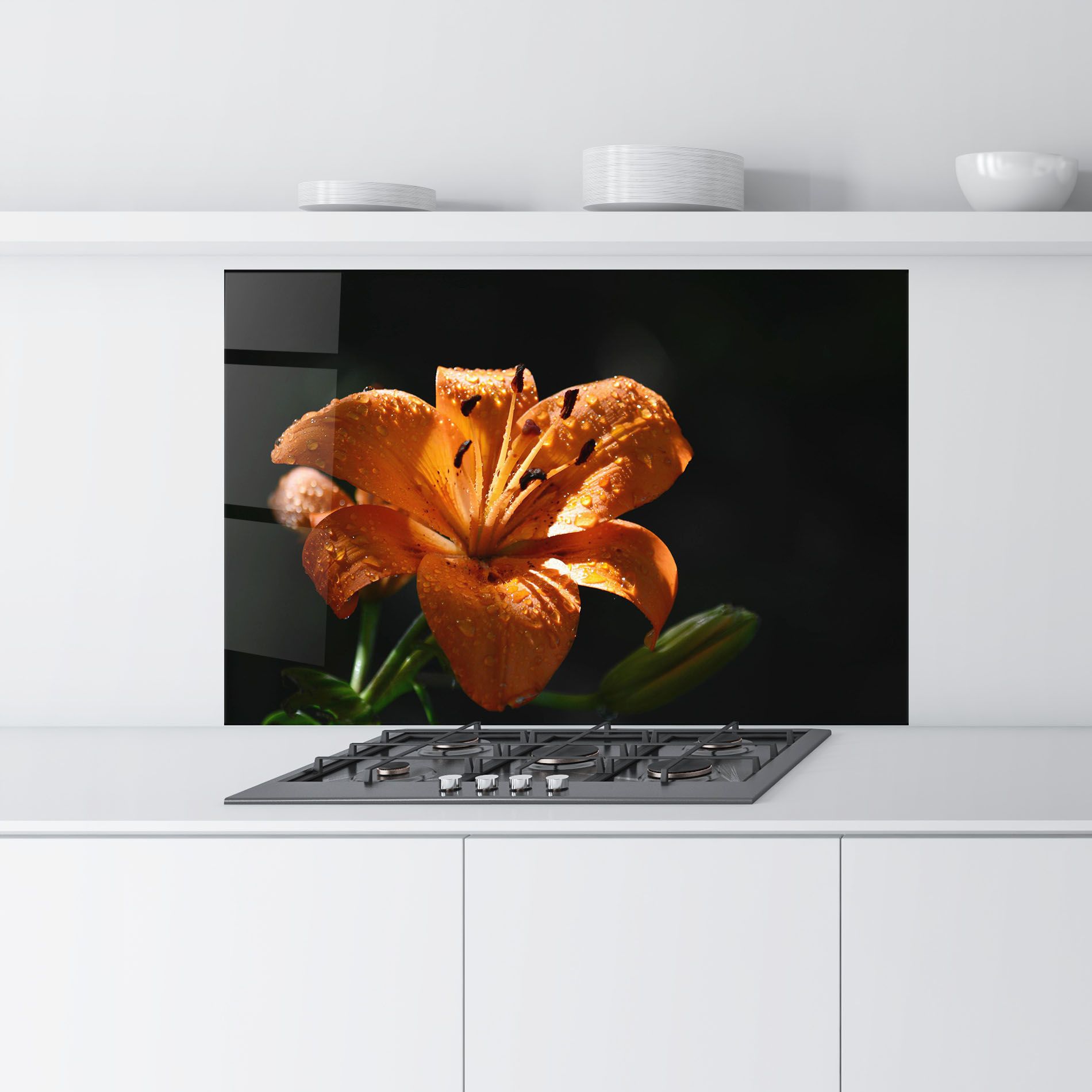 Open Orange Lily On Black mockup 9