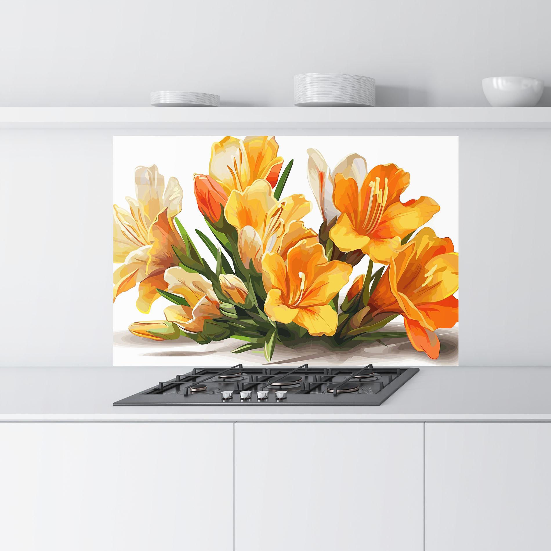 Panou Sticla Bucatarie Orange Lily Art mockup 9