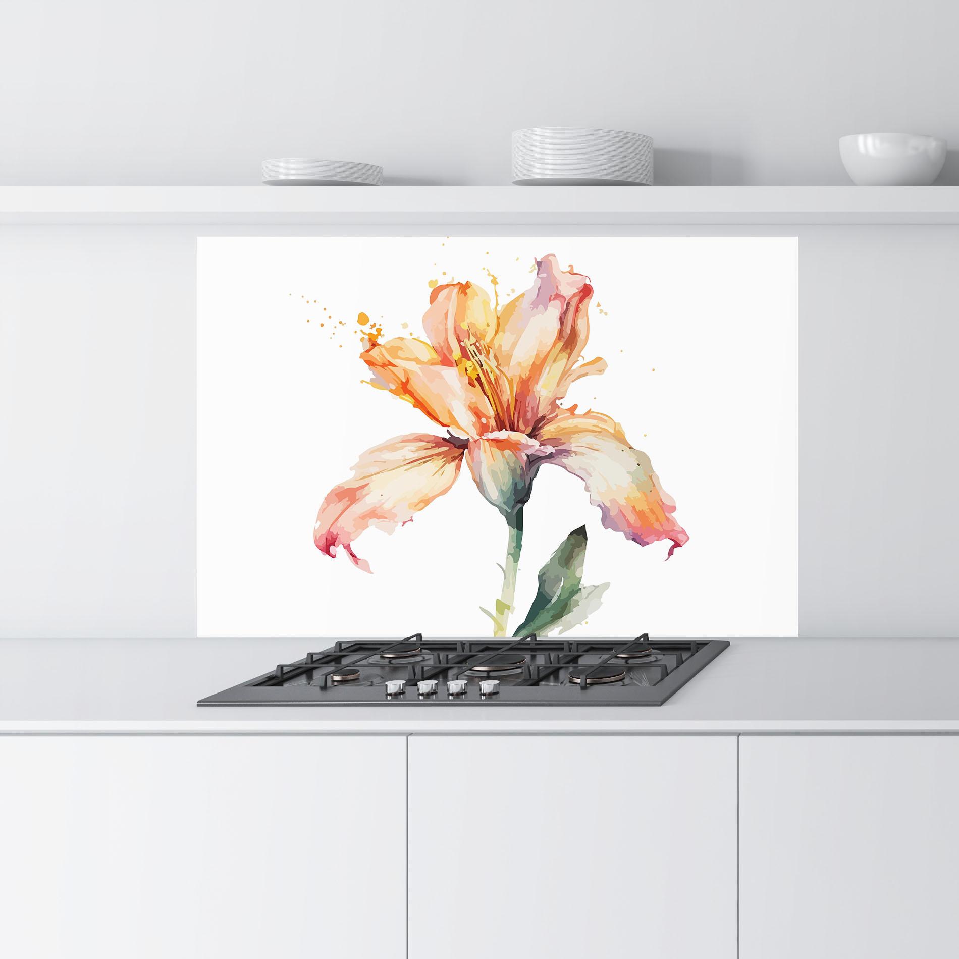 Panou Sticla Bucatarie Orange Purple Lily mockup 9