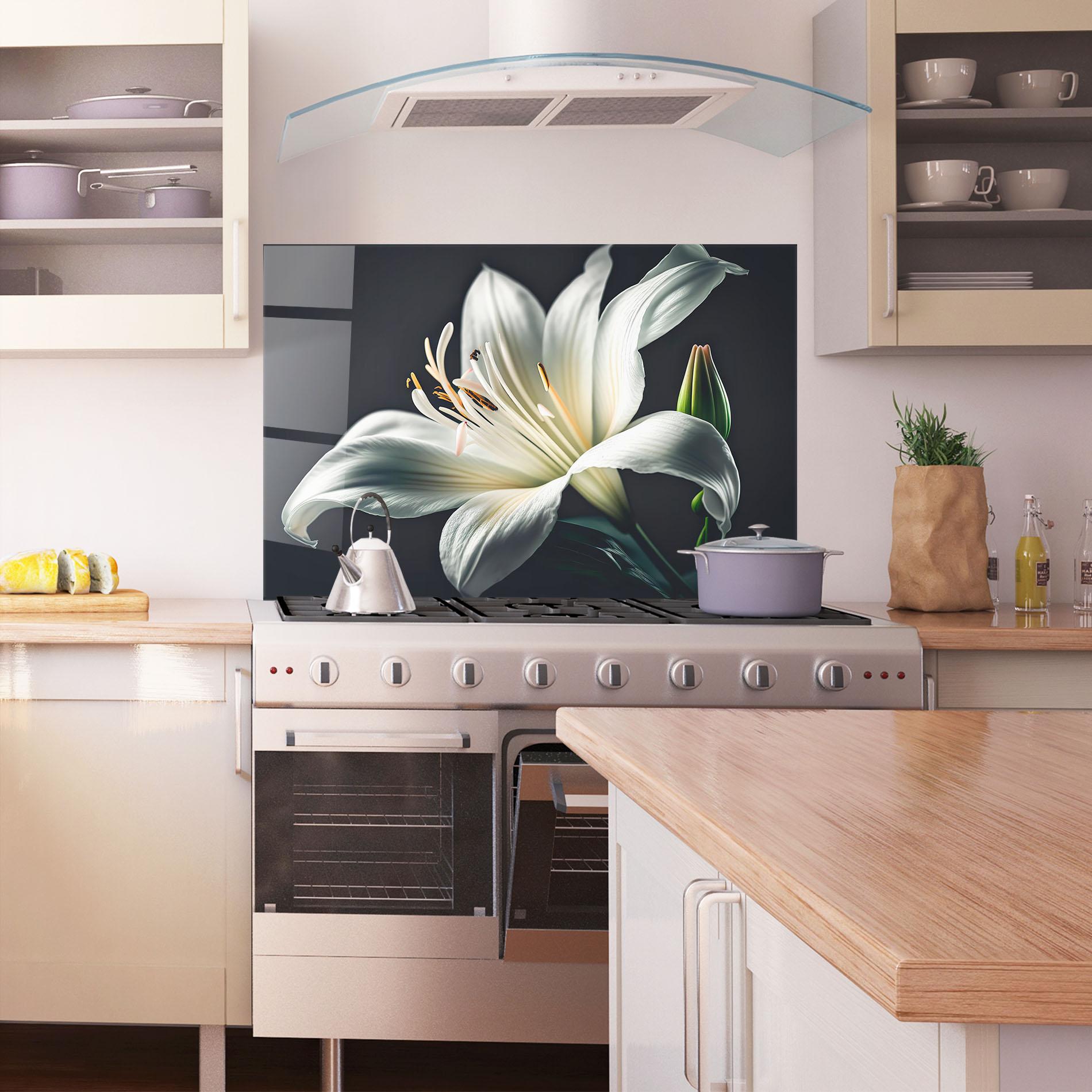 Panou Sticla Bucatarie Light Grey Lily mockup 1