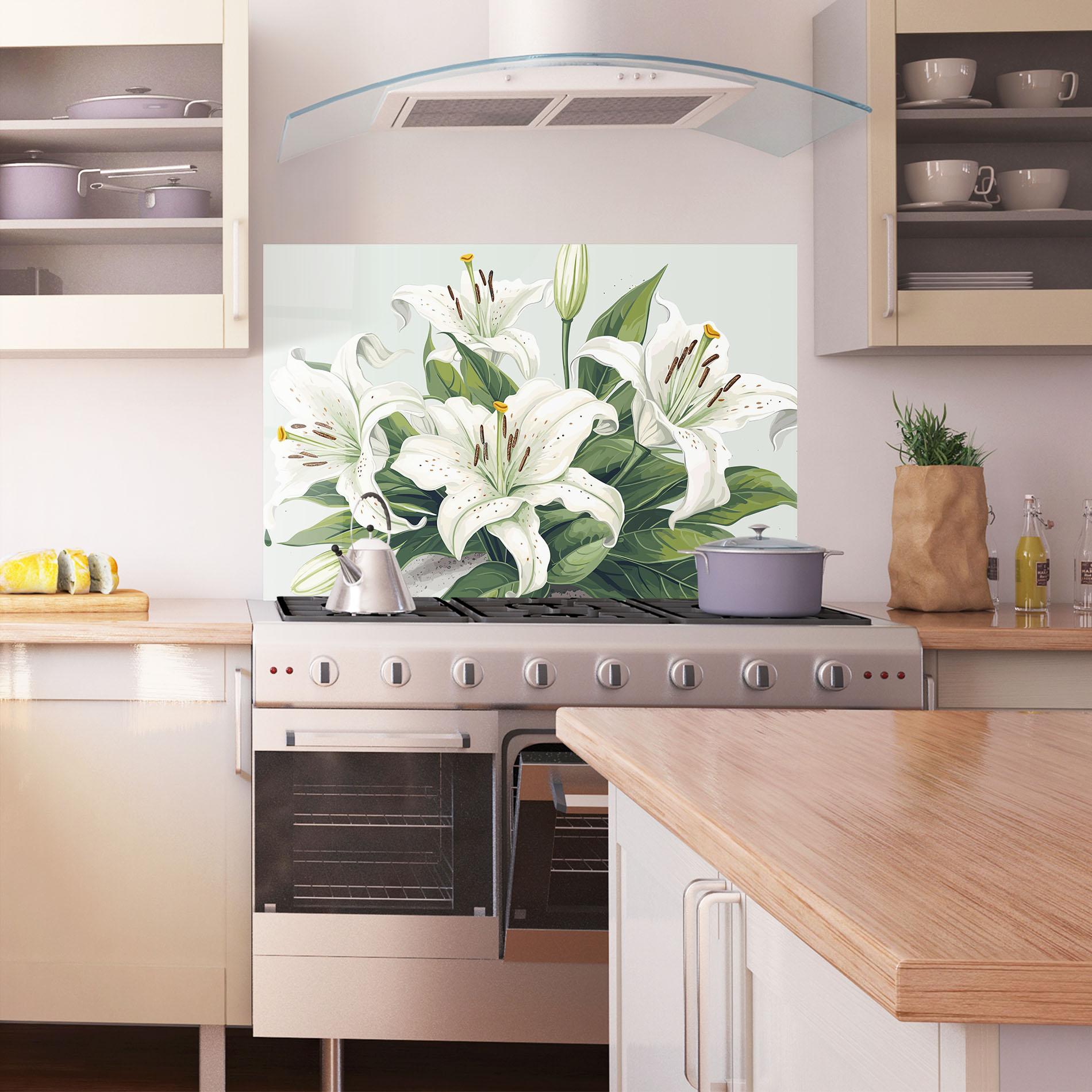 Panou Sticla Bucatarie Light Lily Art mockup 1