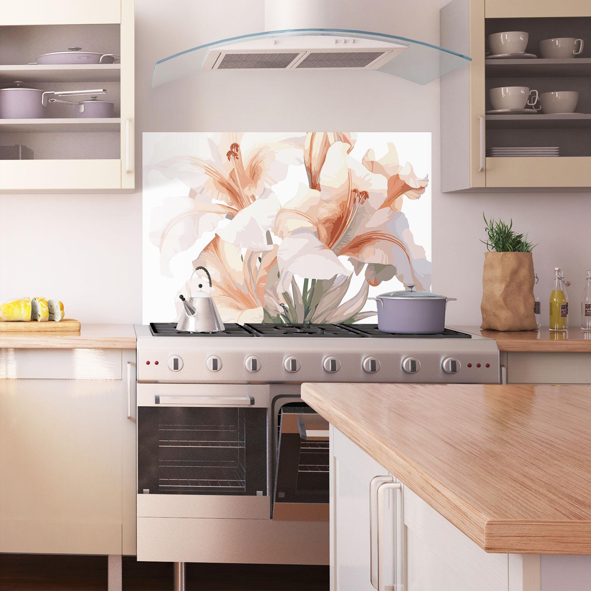 Panou Sticla Bucatarie Light Pink Lily mockup 1