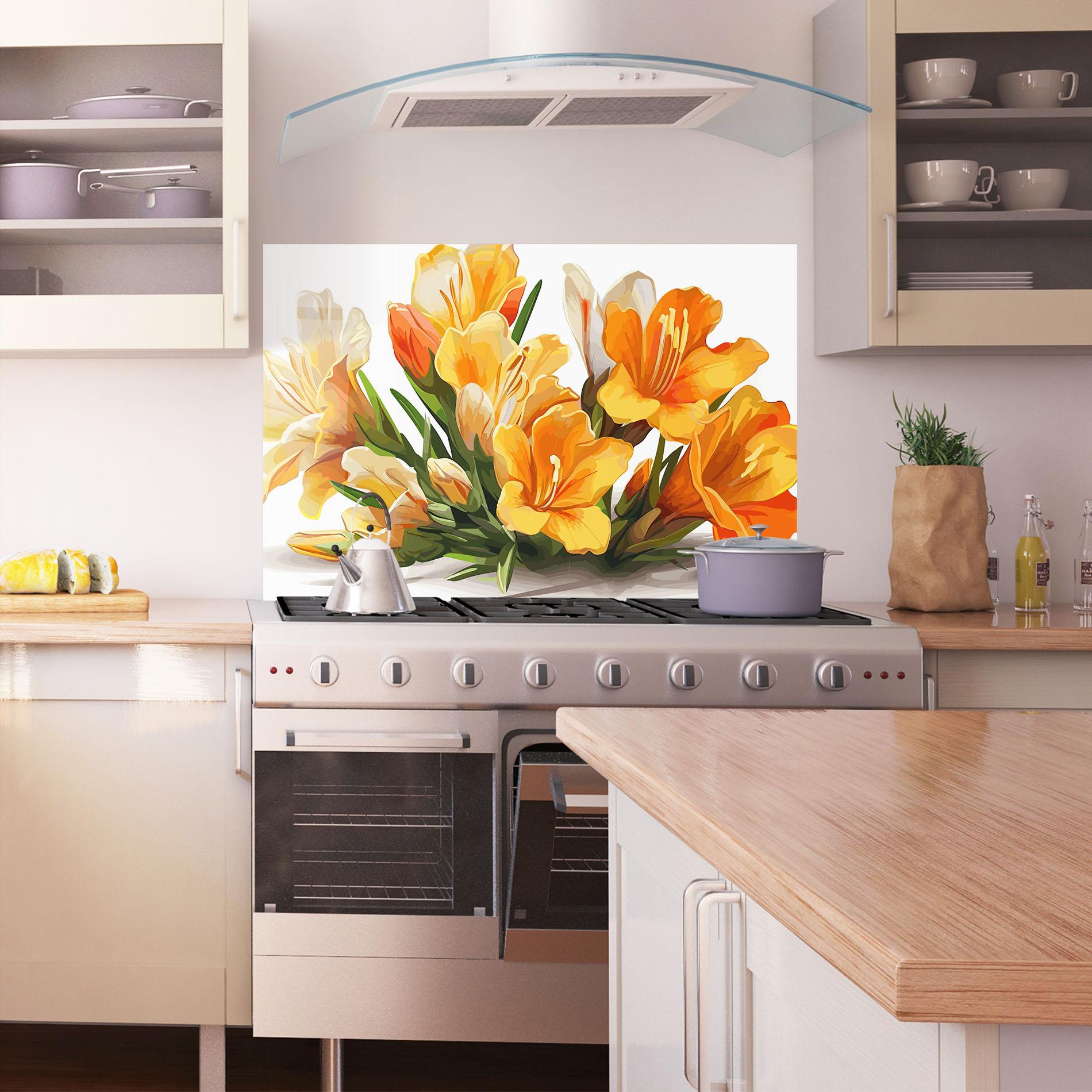 Panou Sticla Bucatarie Orange Lily Art mockup 1