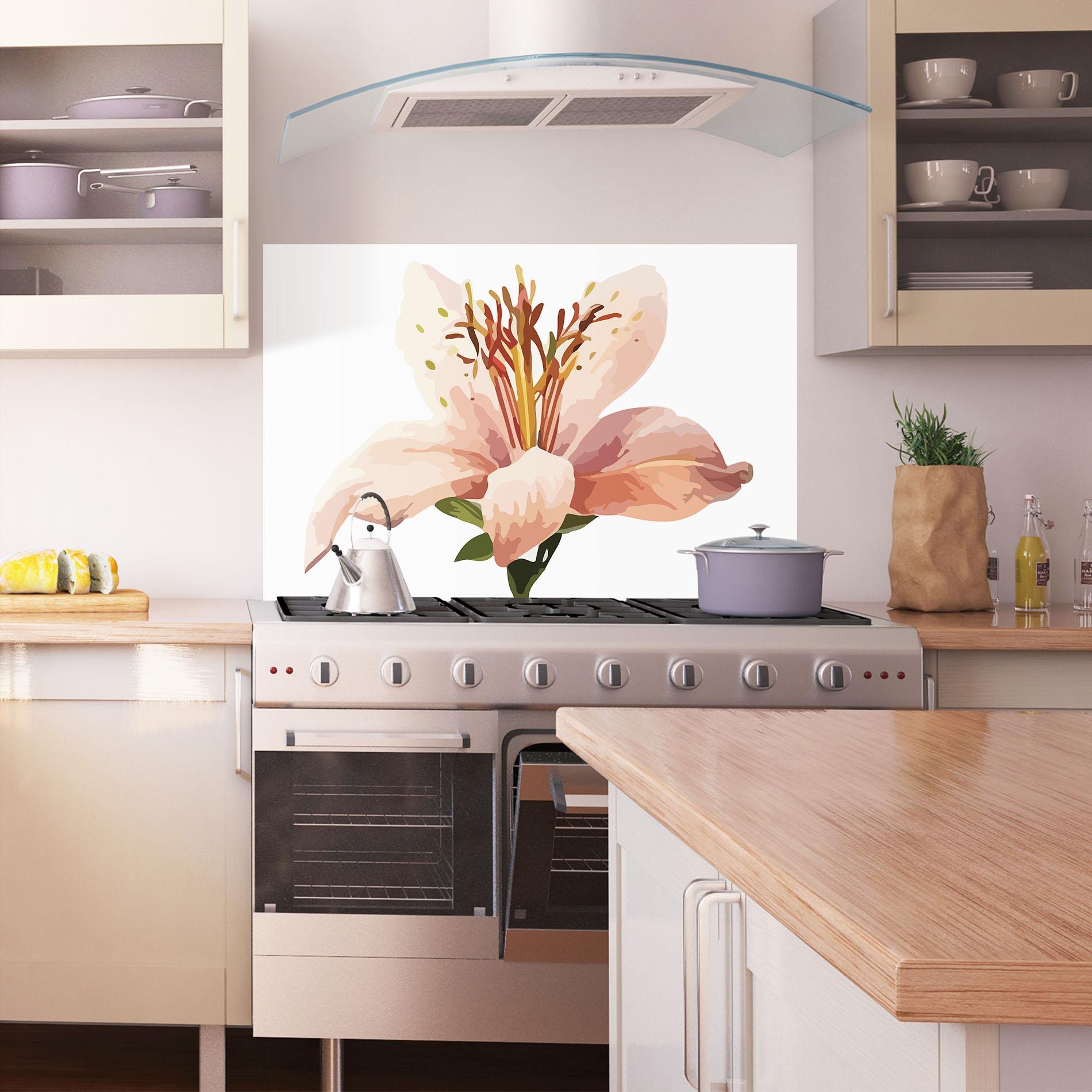 Panou Sticla Bucatarie Pink Cute Lily mockup 1