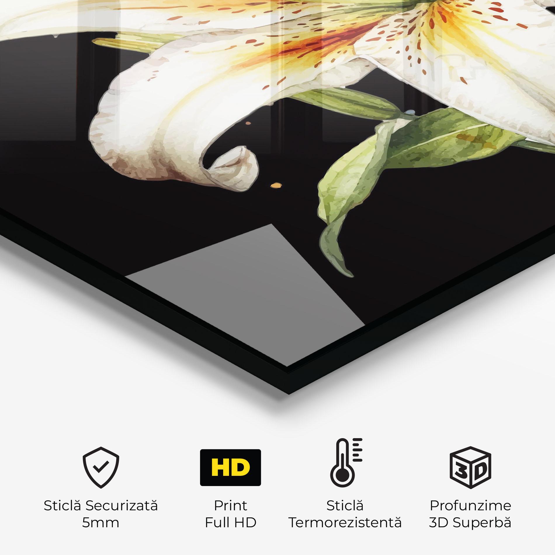 Panou Sticla Bucatarie Beautiful White Lily mockup 2