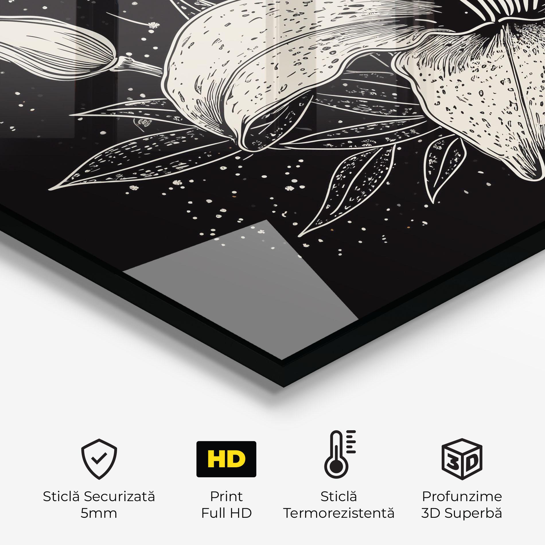 Panou Sticla Bucatarie Cream Black Lily mockup 2