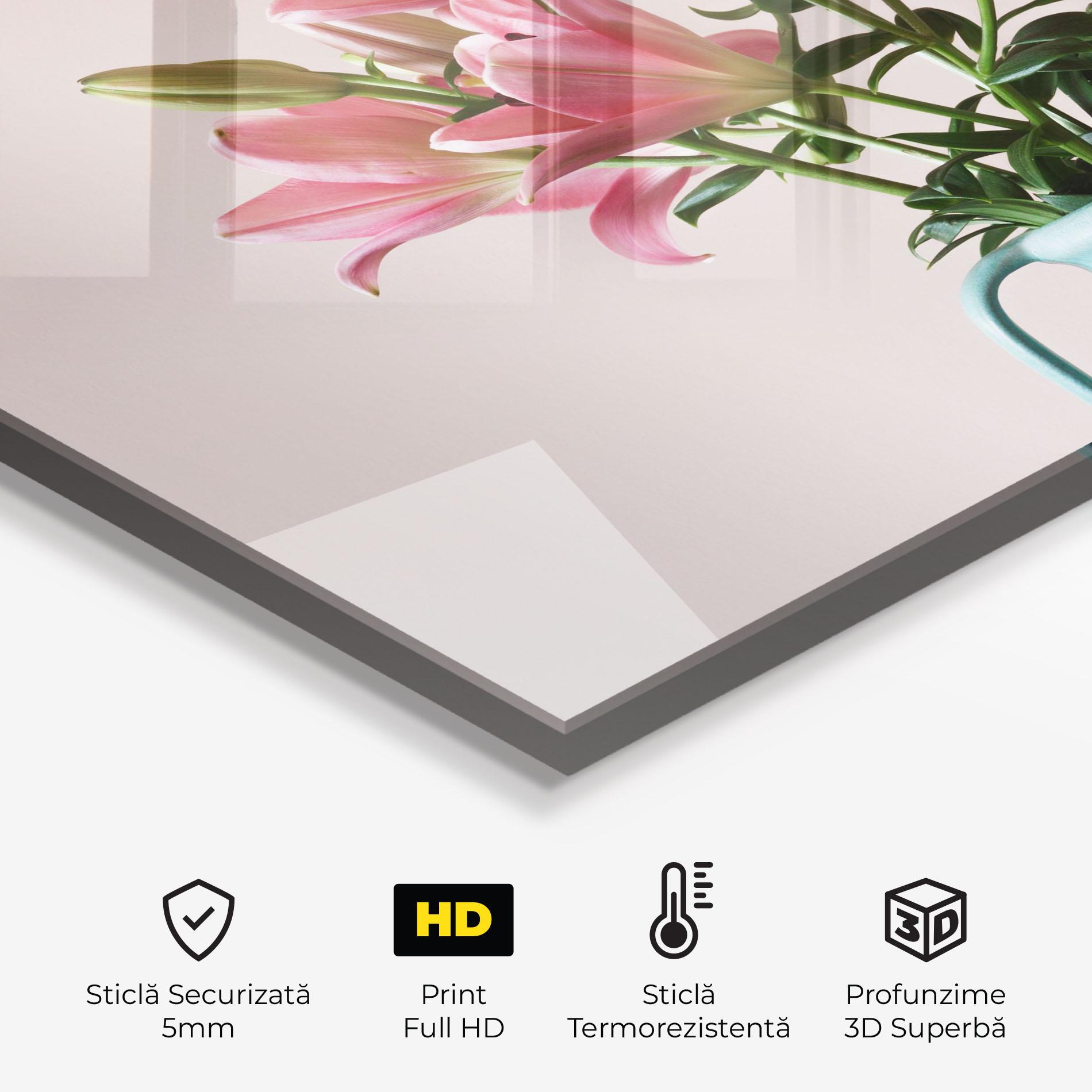 Panou Sticla Bucatarie Pink Lily In Vase mockup 2