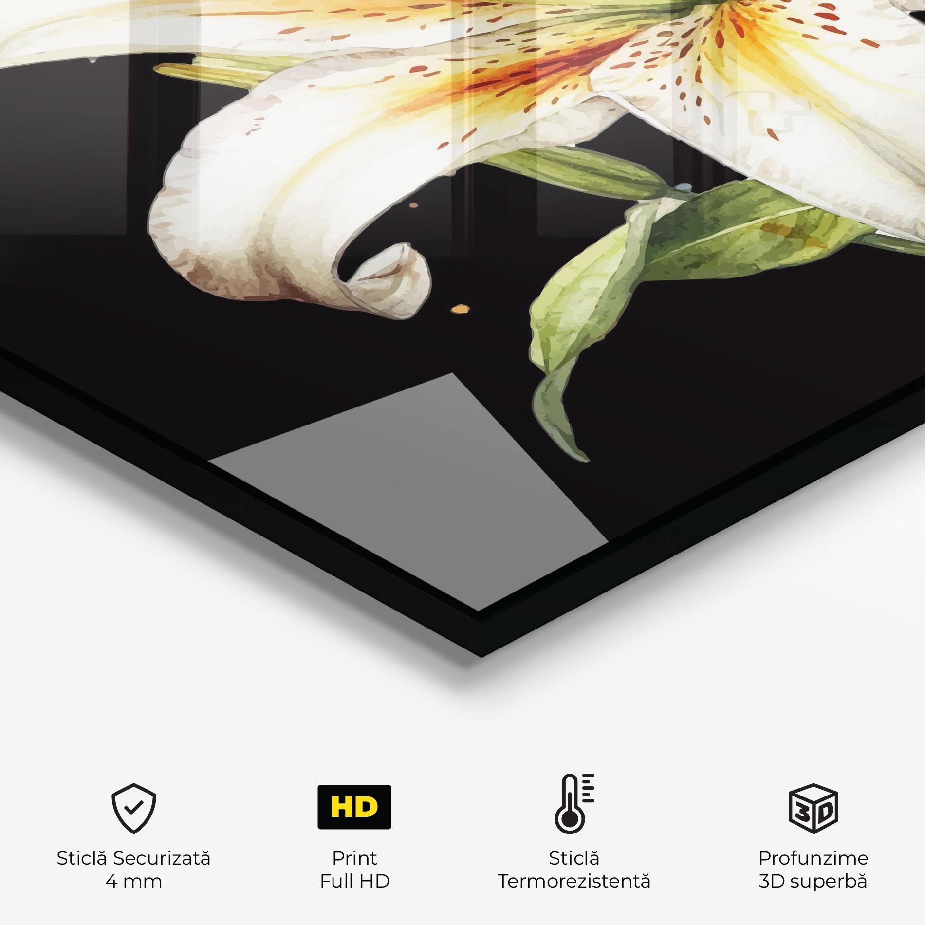 Panou Sticla Bucatarie Beautiful White Lily mockup 2