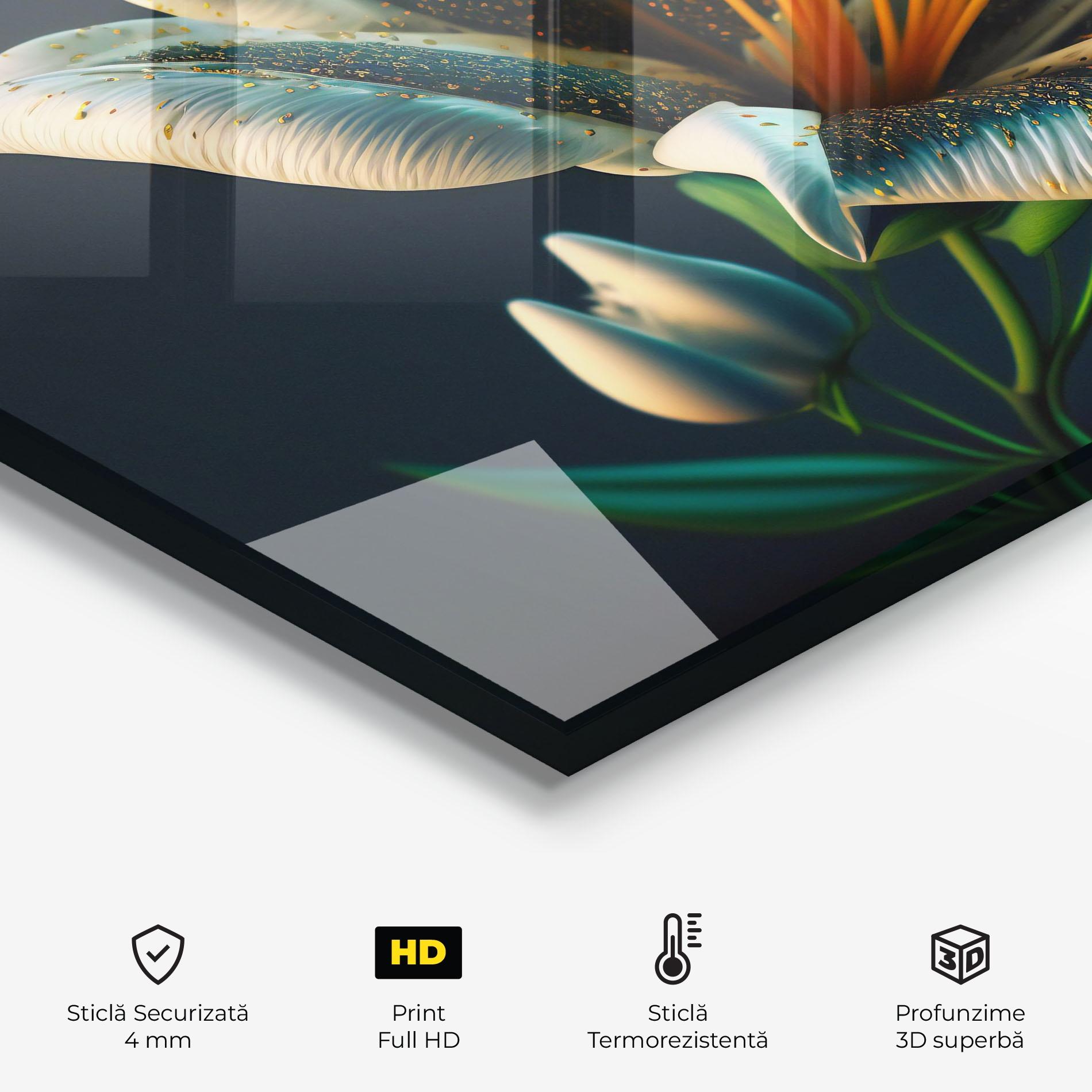 Panou Sticla Bucatarie Blue Grey Lily mockup 2