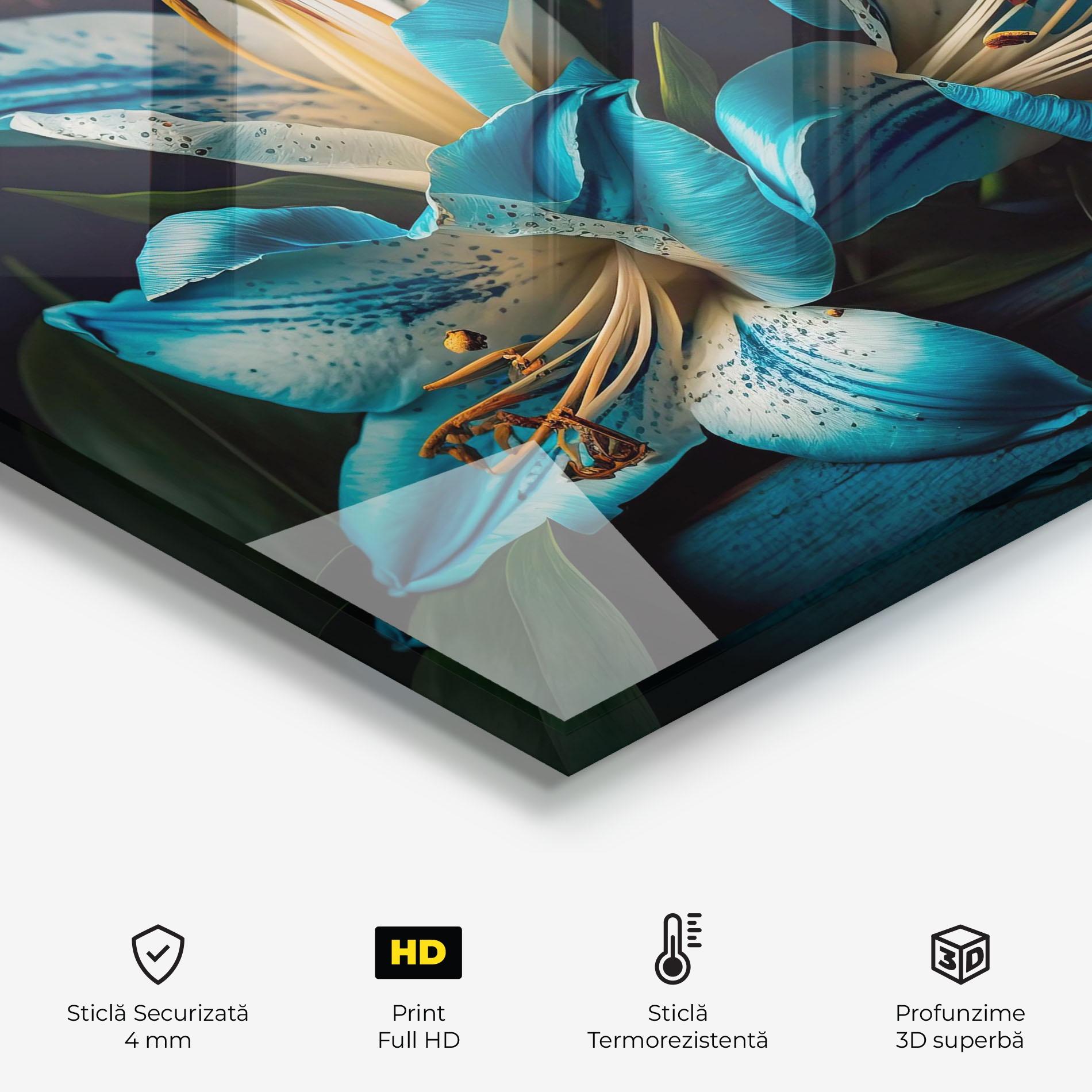 Panou Sticla Bucatarie Blue Lily mockup 2