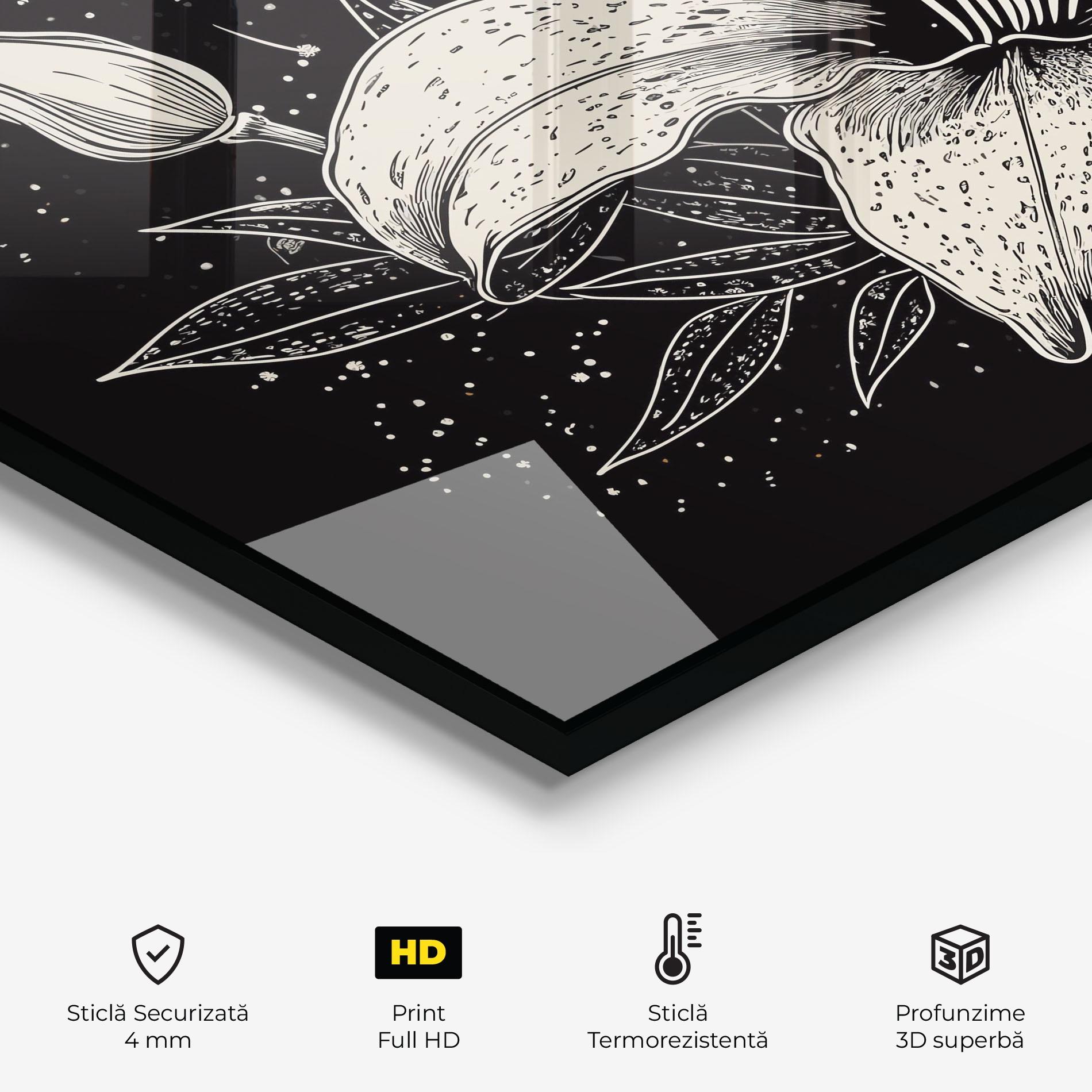 Panou Sticla Bucatarie Cream Black Lily mockup 2