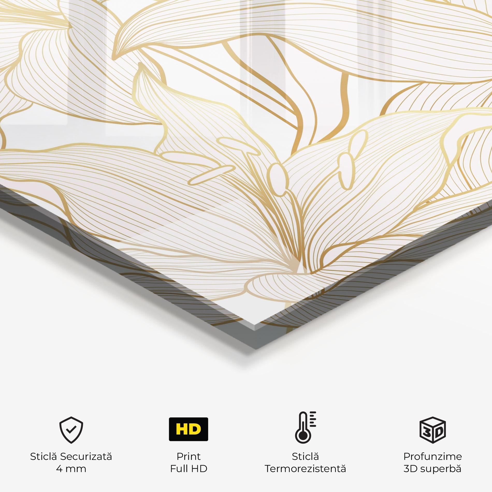 Panou Sticla Bucatarie Gold Lily mockup 2