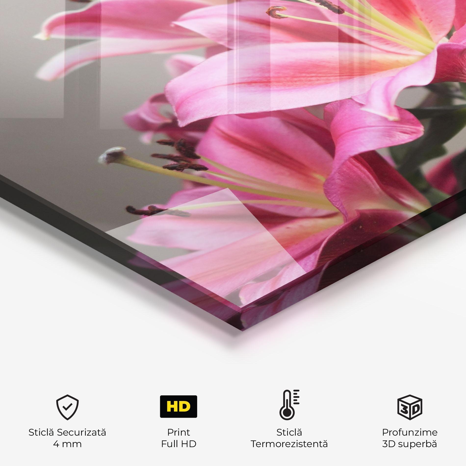 Panou Sticla Bucatarie Light Pink Lily View mockup 2