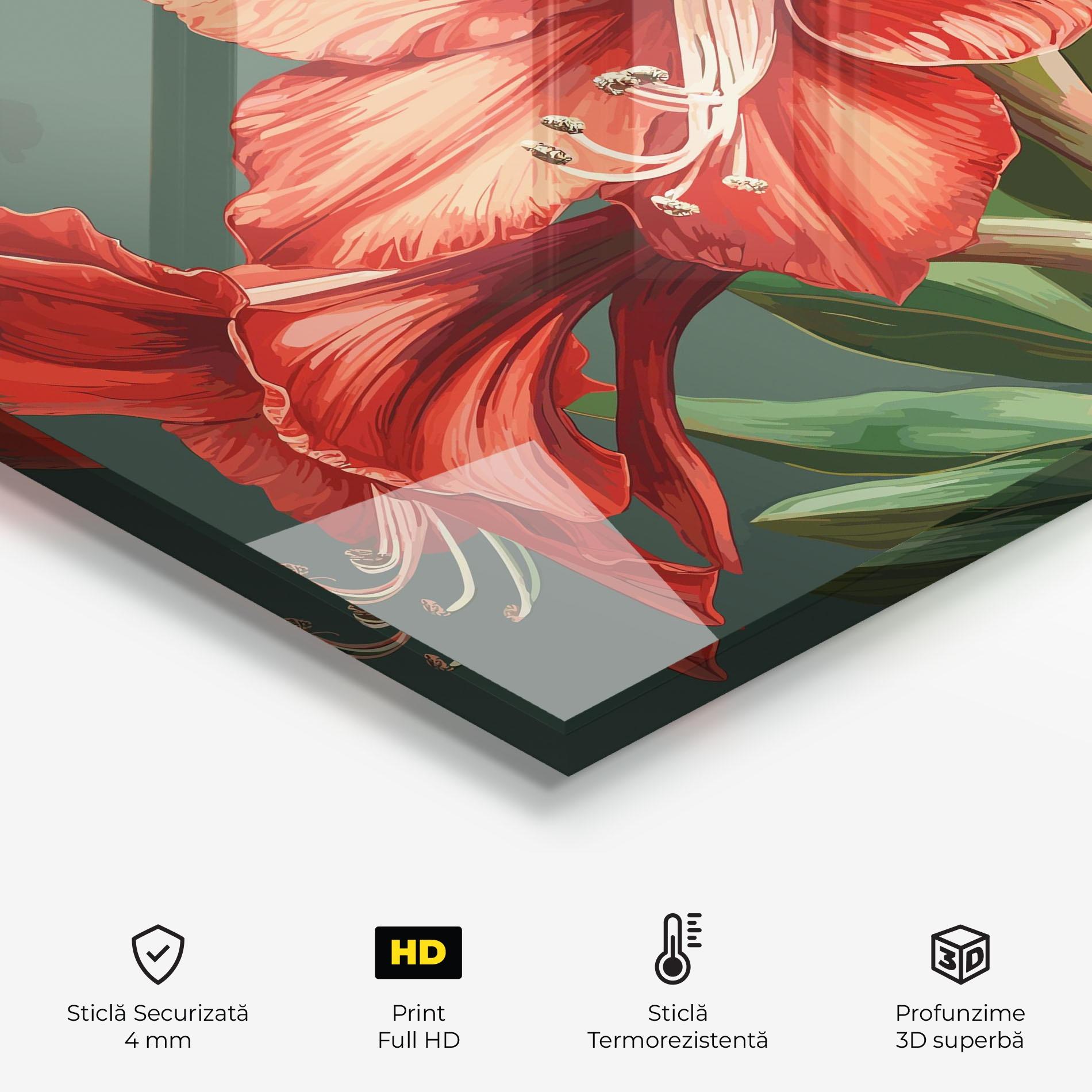 Panou Sticla Bucatarie Lily Orange Art mockup 2