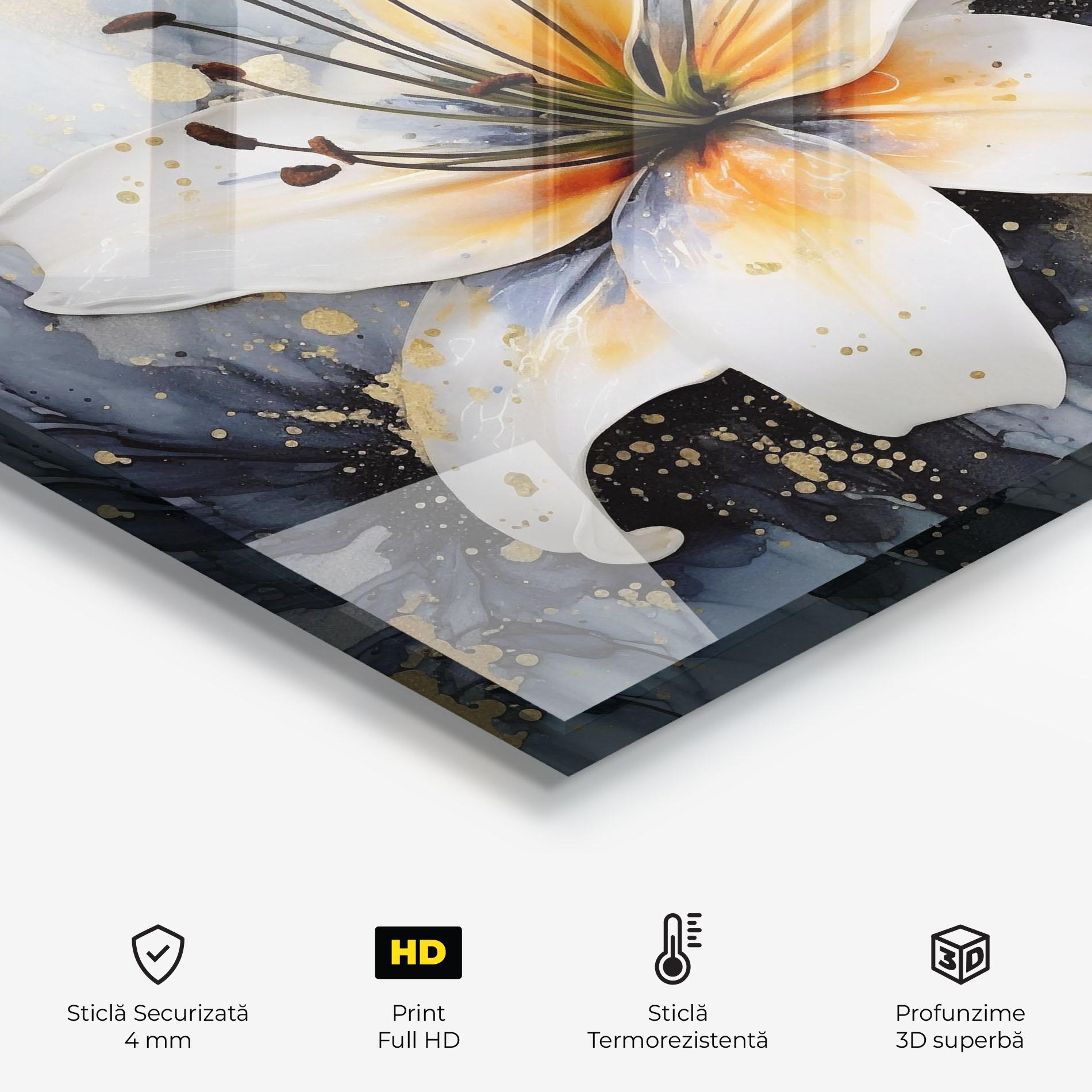 Panou Sticla Bucatarie Lily With Orange Painting mockup 2