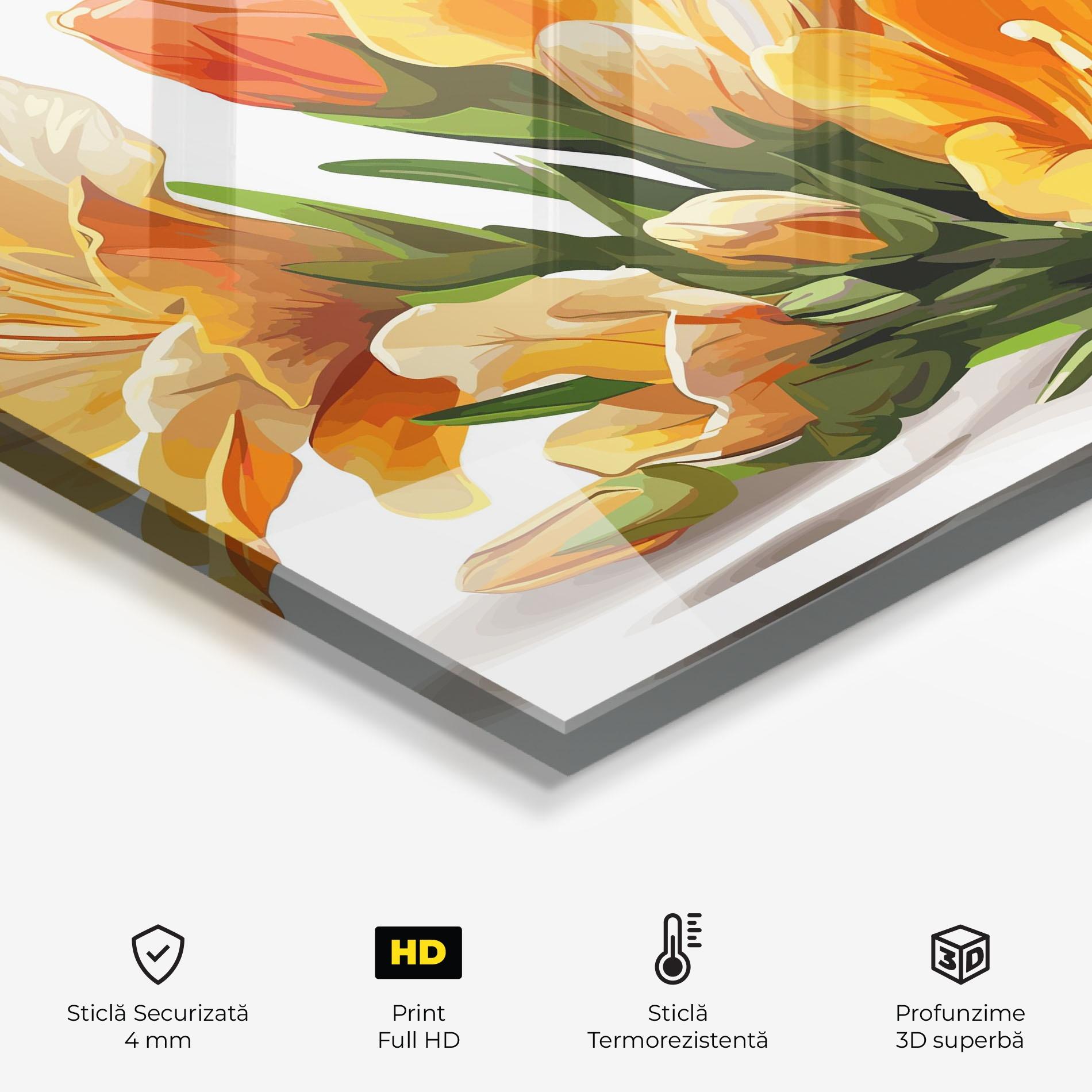 Panou Sticla Bucatarie Orange Lily Art mockup 2