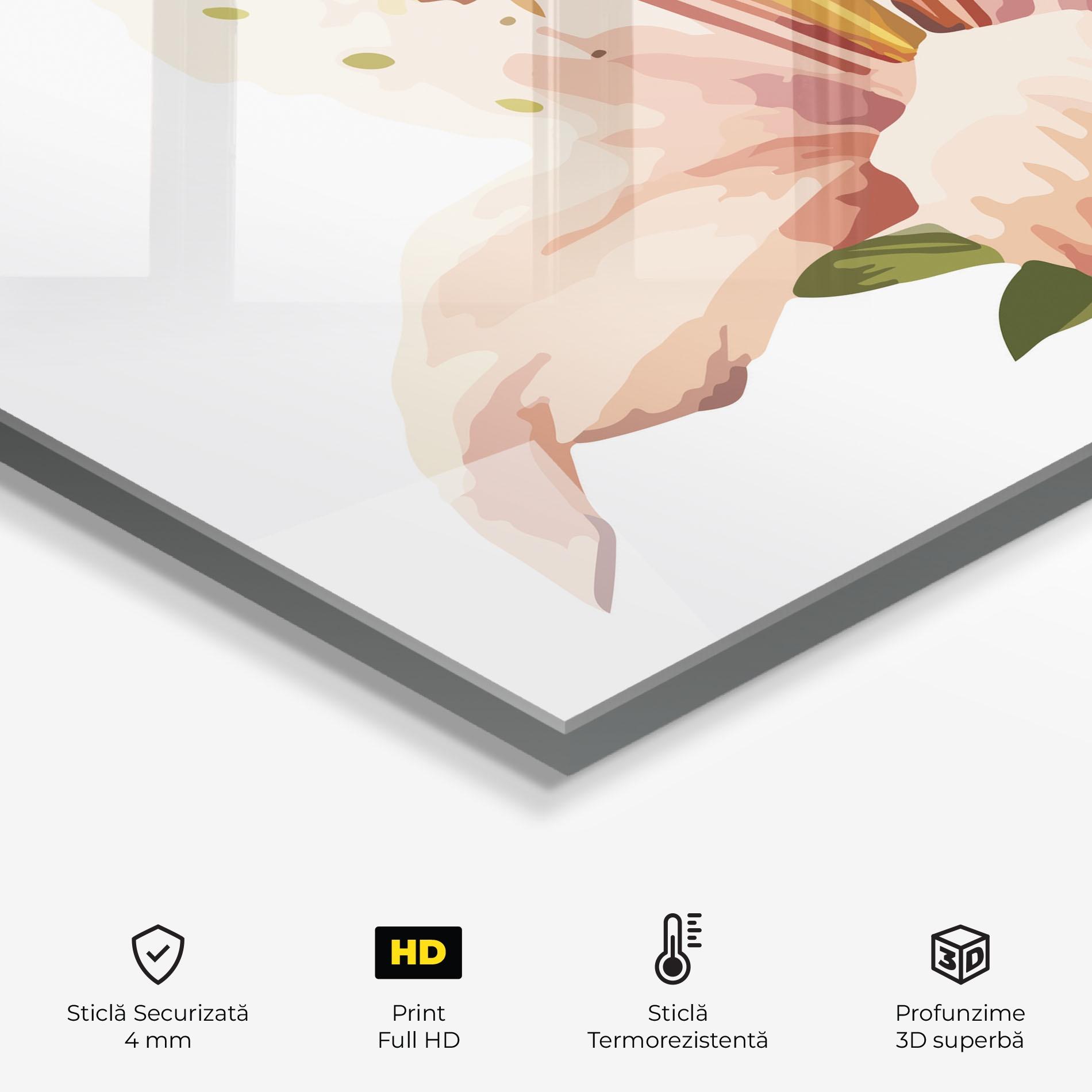 Panou Sticla Bucatarie Pink Cute Lily mockup 2