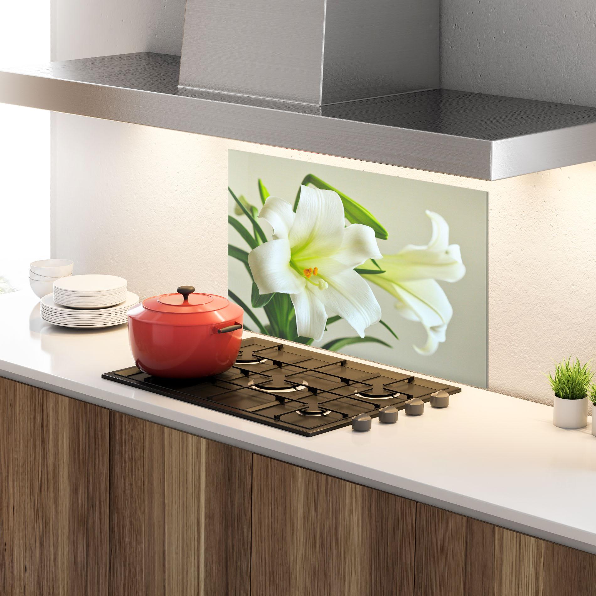 Panou Sticla Bucatarie Green Lily mockup 4