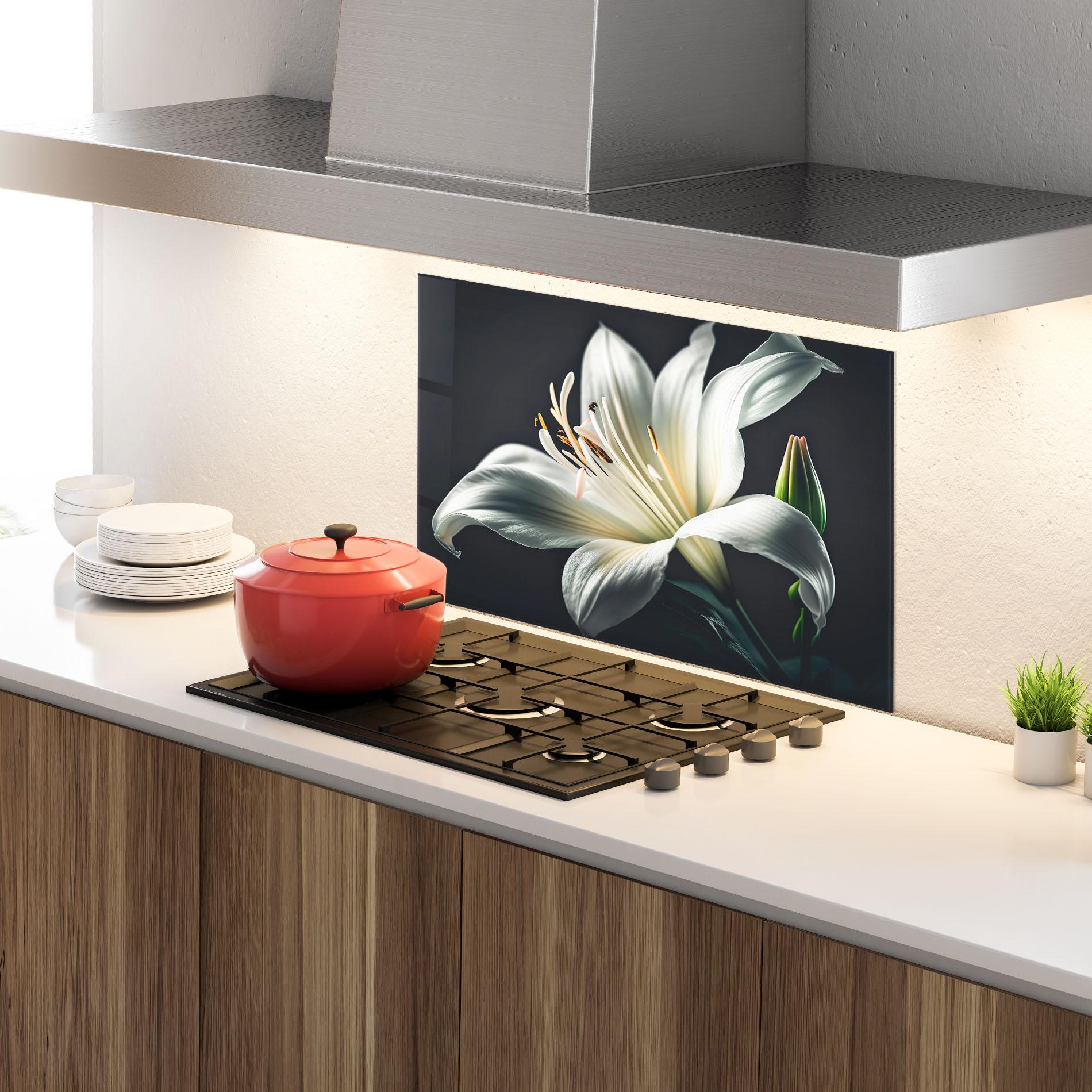 Panou Sticla Bucatarie Light Grey Lily mockup 4