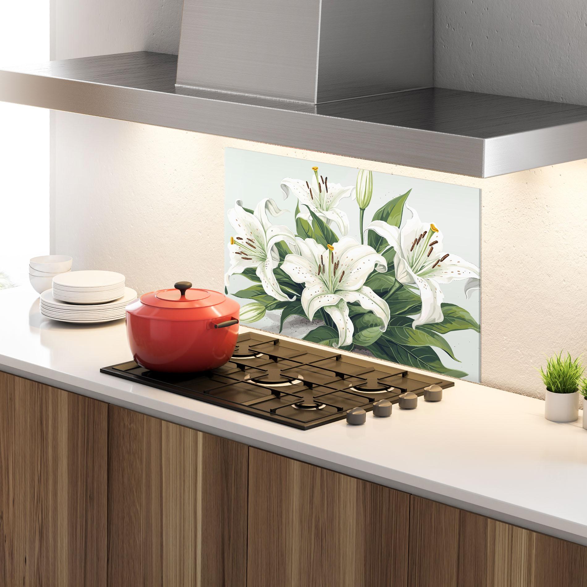 Panou Sticla Bucatarie Light Lily Art mockup 4