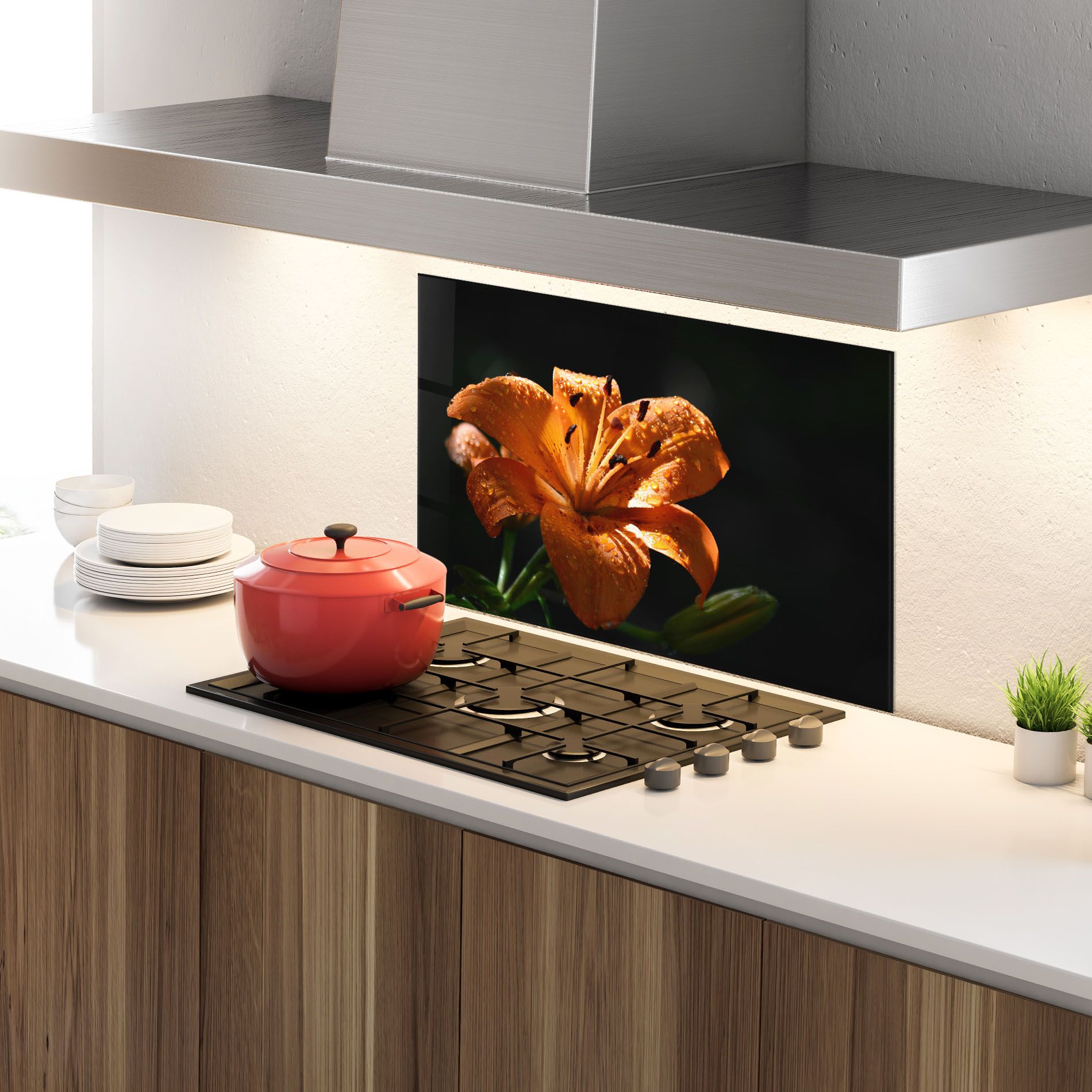 Open Orange Lily On Black mockup 4