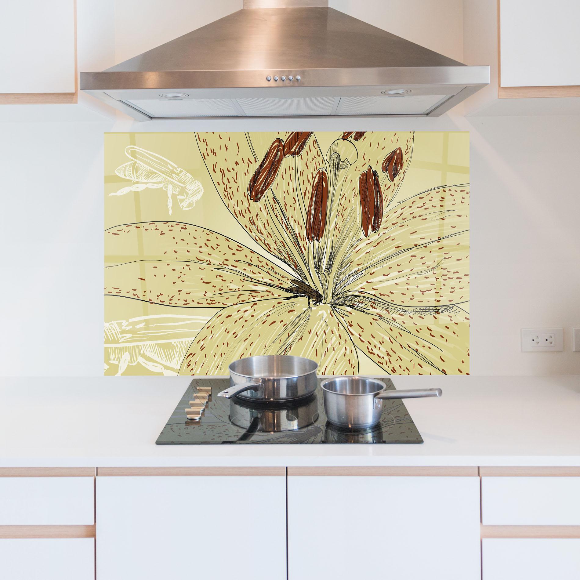 Panou Sticla Bucatarie Cream Lily Bee mockup 5