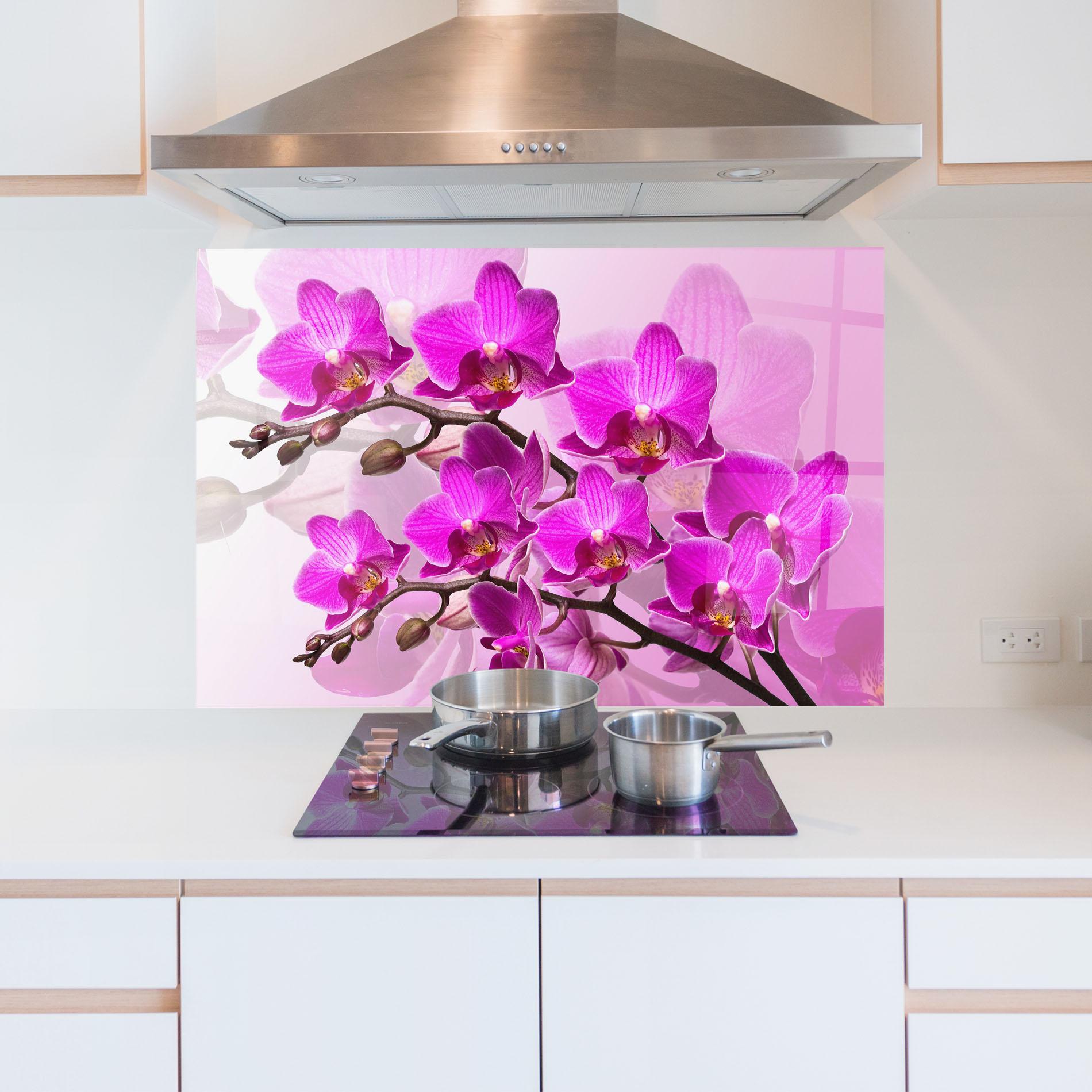 Panou Sticla Bucatarie Flori Roz mockup 5