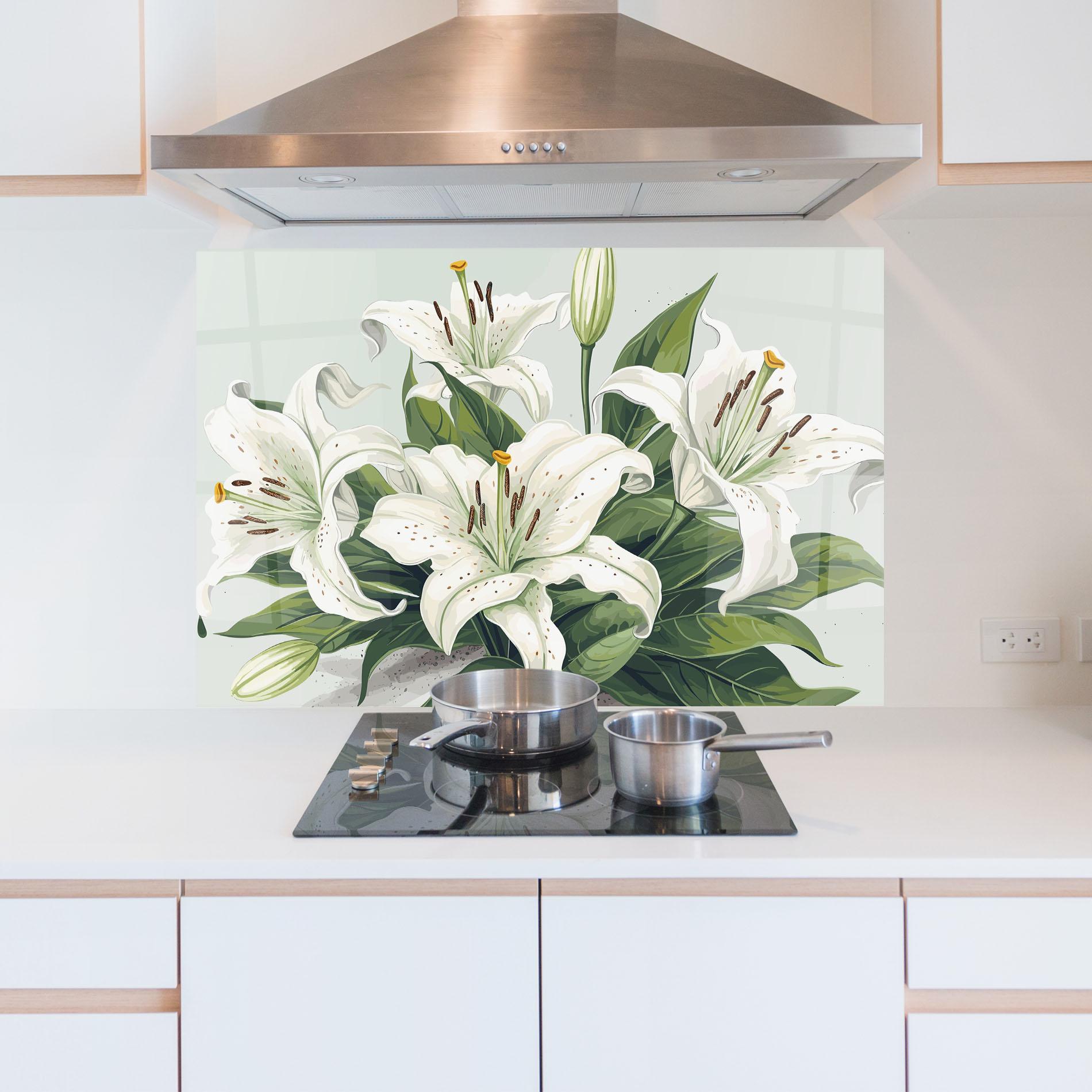 Panou Sticla Bucatarie Light Lily Art mockup 5