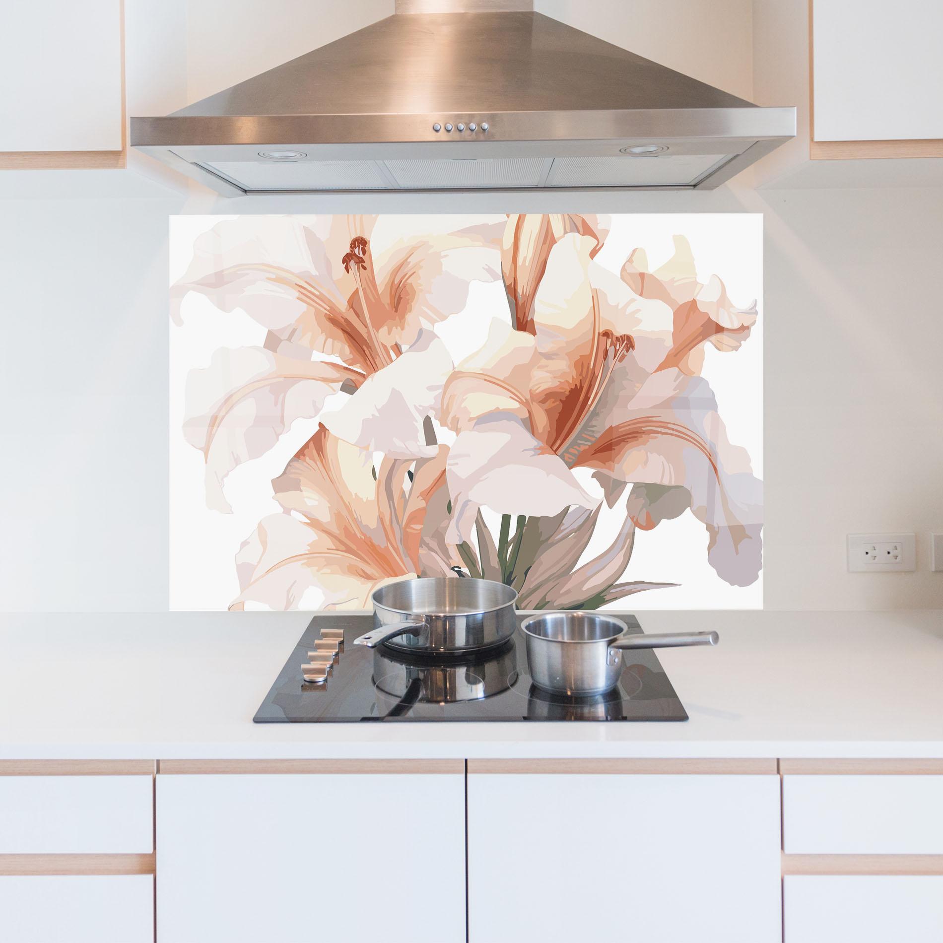 Panou Sticla Bucatarie Light Pink Lily mockup 5