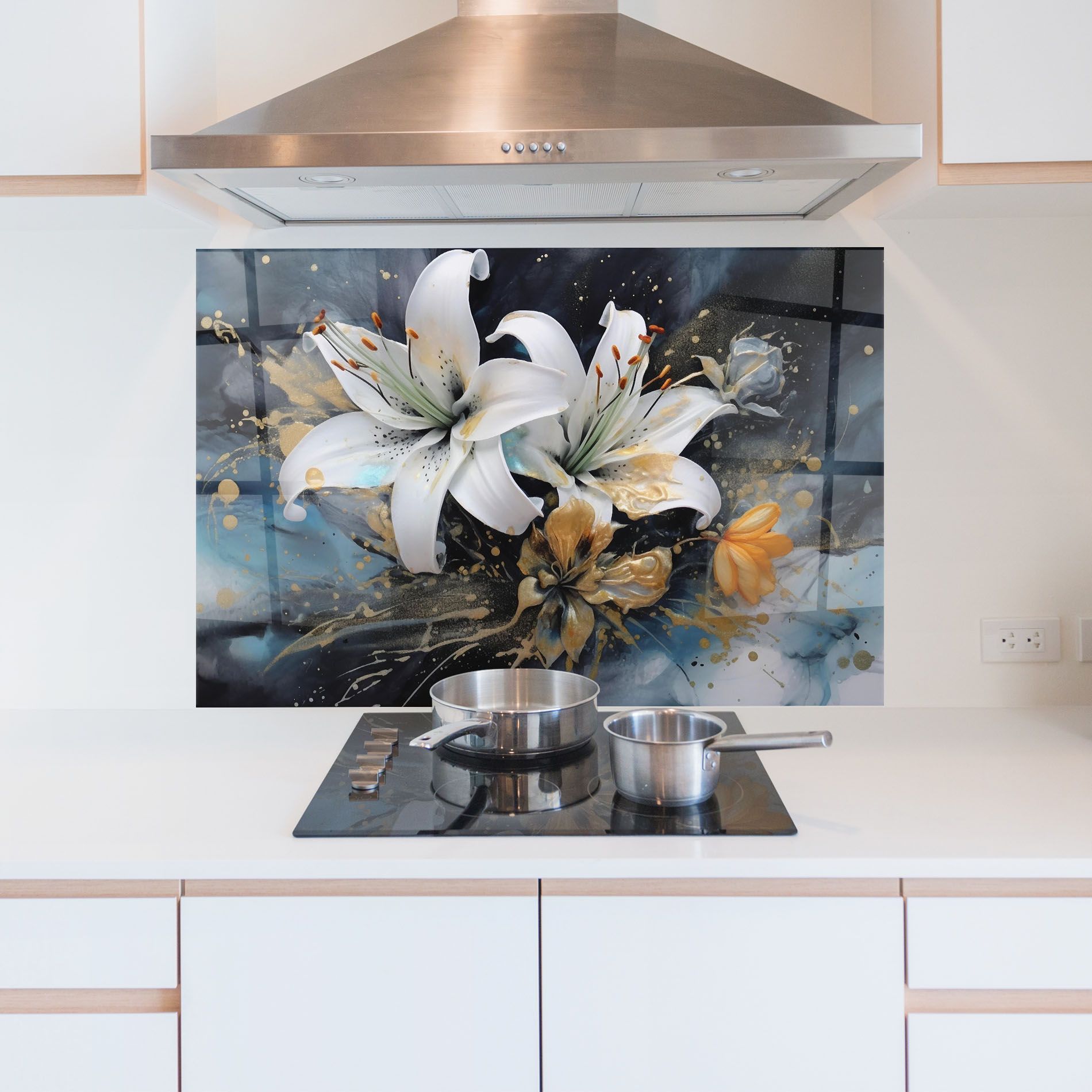 Lily On Blue Painting mockup 5