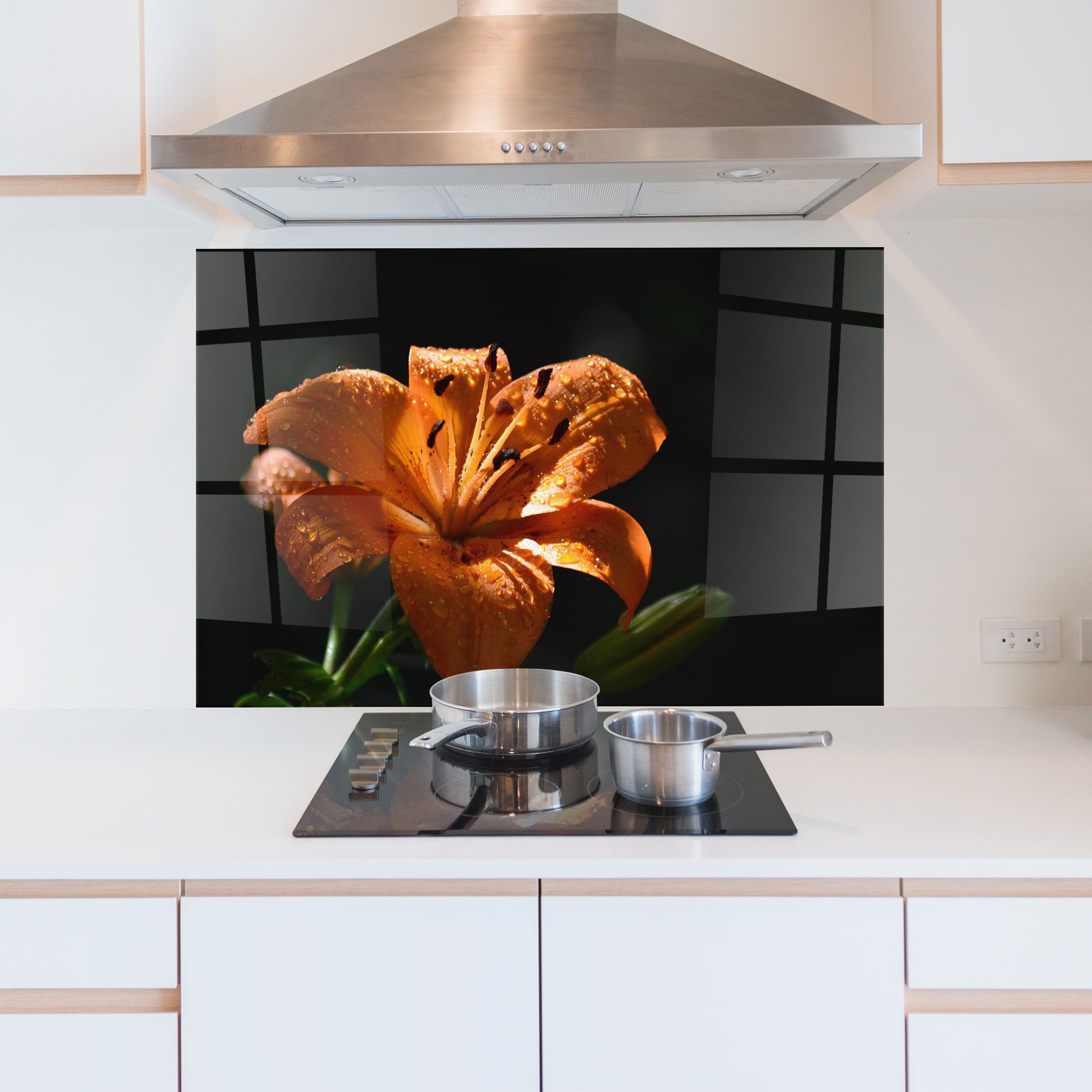 Open Orange Lily On Black mockup 5