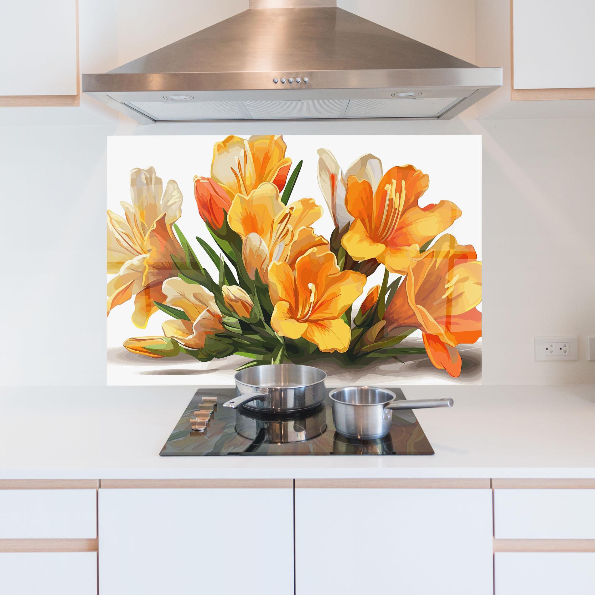 Panou Sticla Bucatarie Orange Lily Art mockup 5