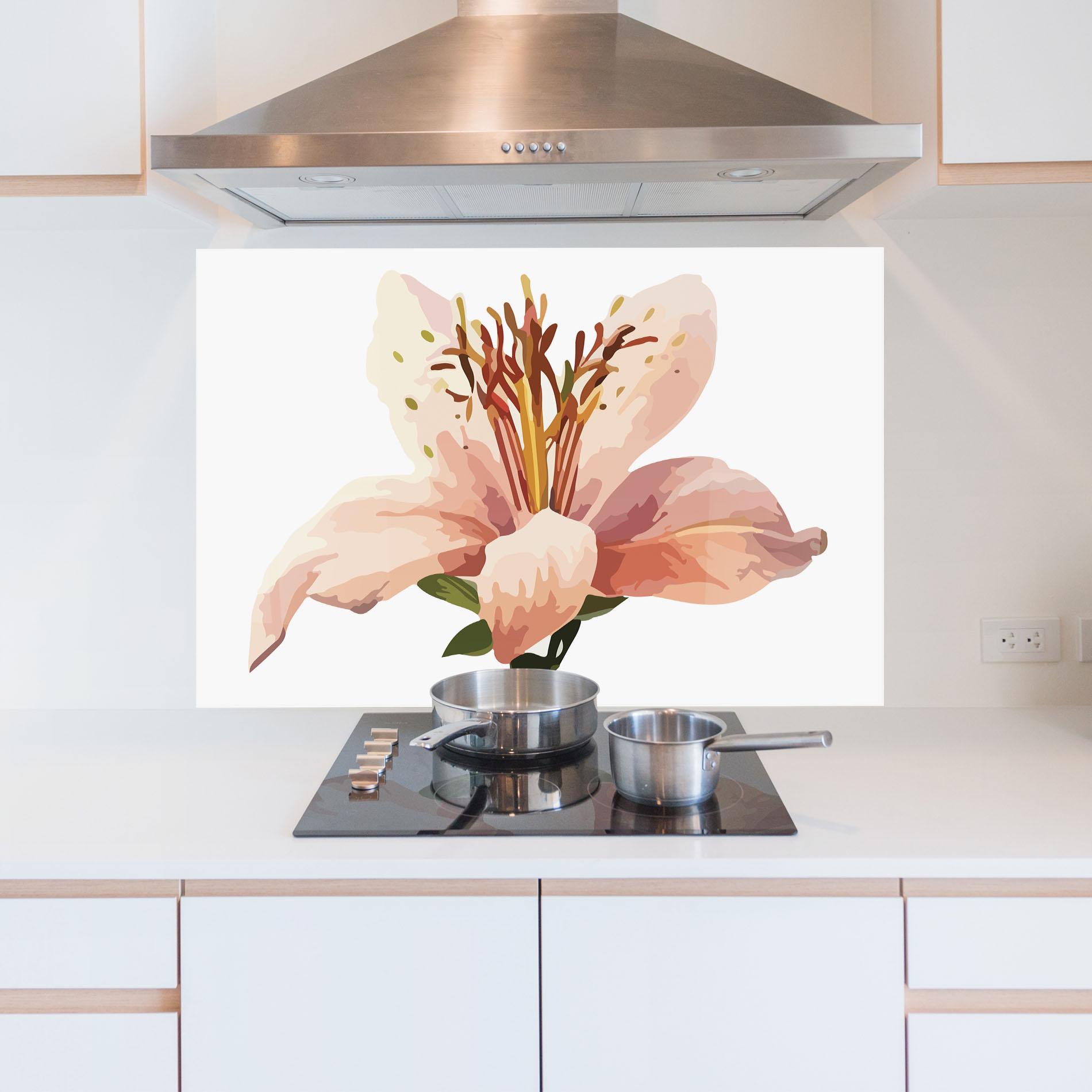 Panou Sticla Bucatarie Pink Cute Lily mockup 5