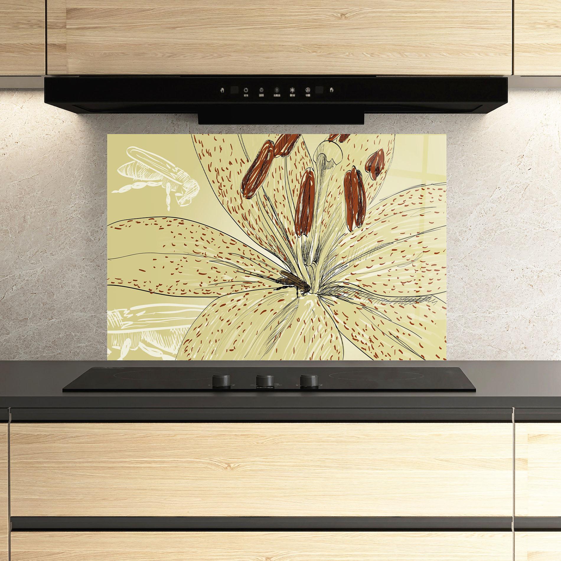 Panou Sticla Bucatarie Cream Lily Bee mockup 3