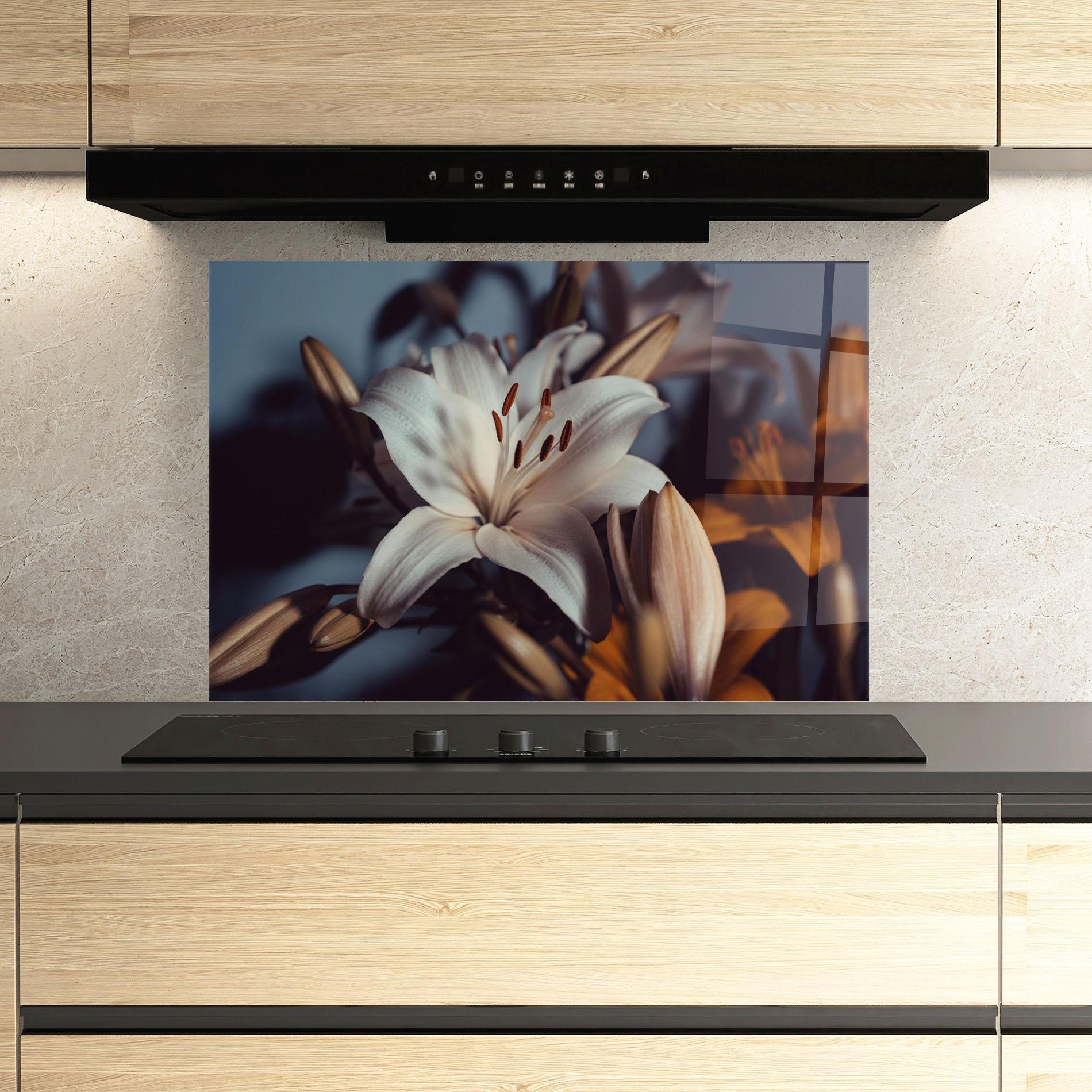 Panou Sticla Bucatarie Cream Lily mockup 3