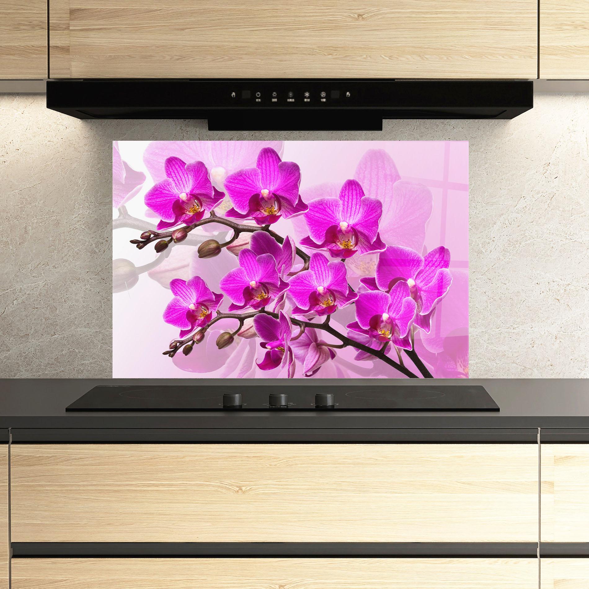 Panou Sticla Bucatarie Flori Roz mockup 3