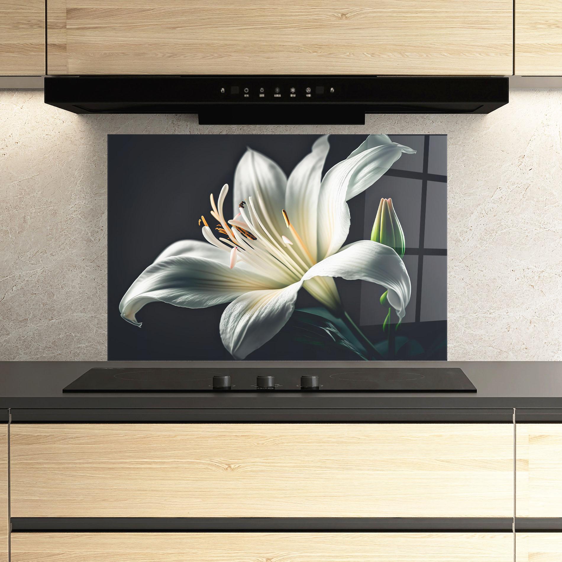 Panou Sticla Bucatarie Light Grey Lily mockup 3