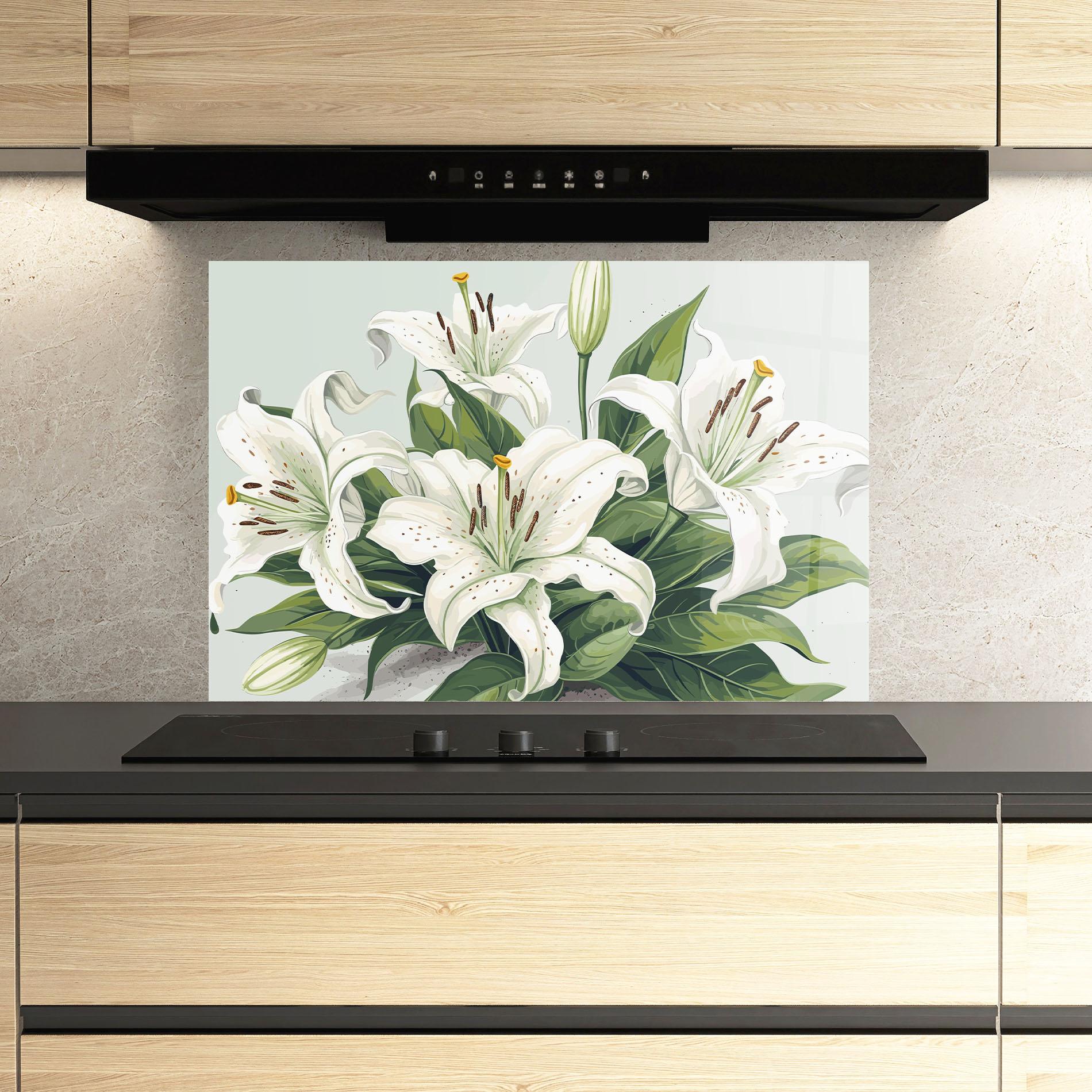 Panou Sticla Bucatarie Light Lily Art mockup 3