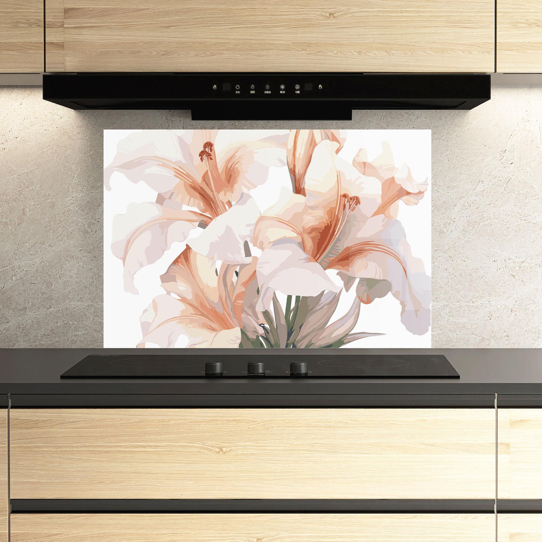 Panou Sticla Bucatarie Light Pink Lily mockup 3