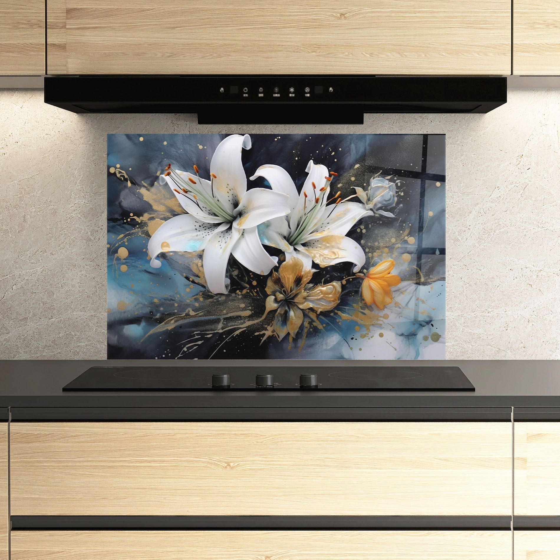 Lily On Blue Painting mockup 3