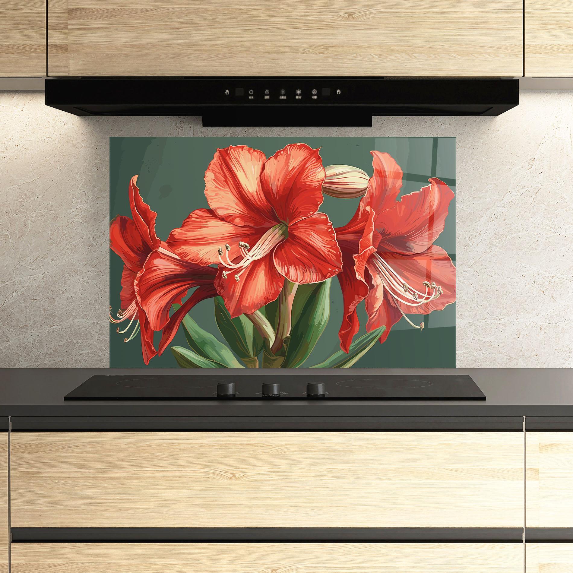 Panou Sticla Bucatarie Lily Orange Art mockup 3