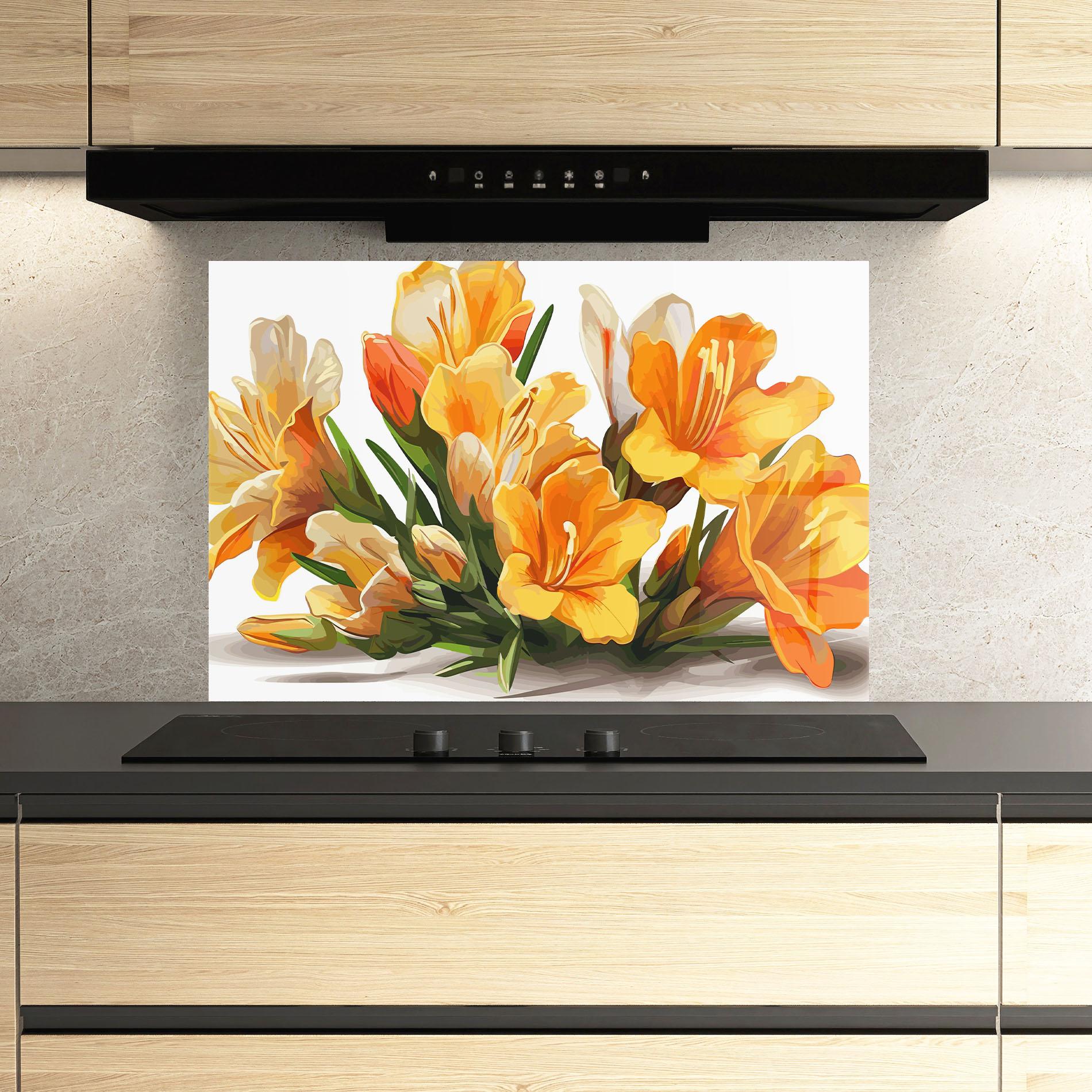 Panou Sticla Bucatarie Orange Lily Art mockup 3