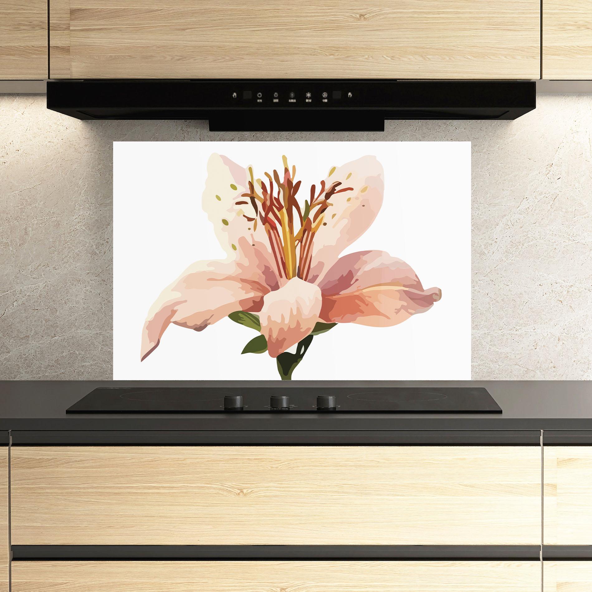 Panou Sticla Bucatarie Pink Cute Lily mockup 3