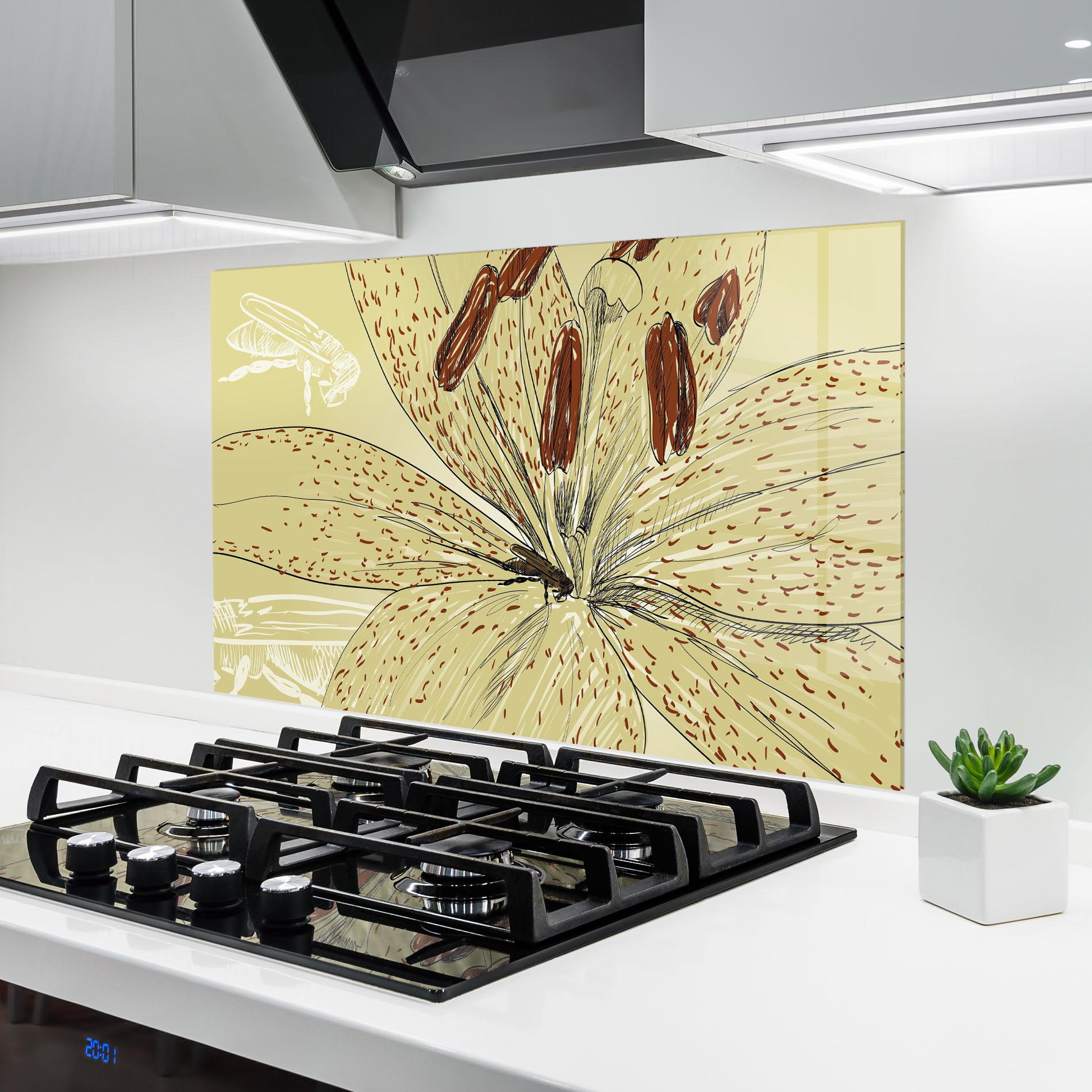 Panou Sticla Bucatarie Cream Lily Bee mockup 6