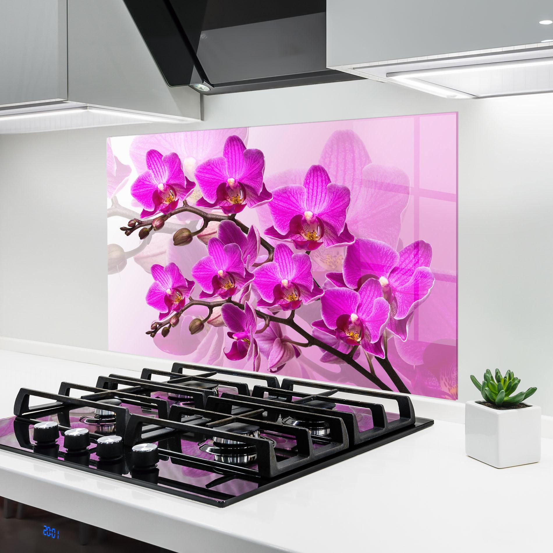 Panou Sticla Bucatarie Flori Roz mockup 6