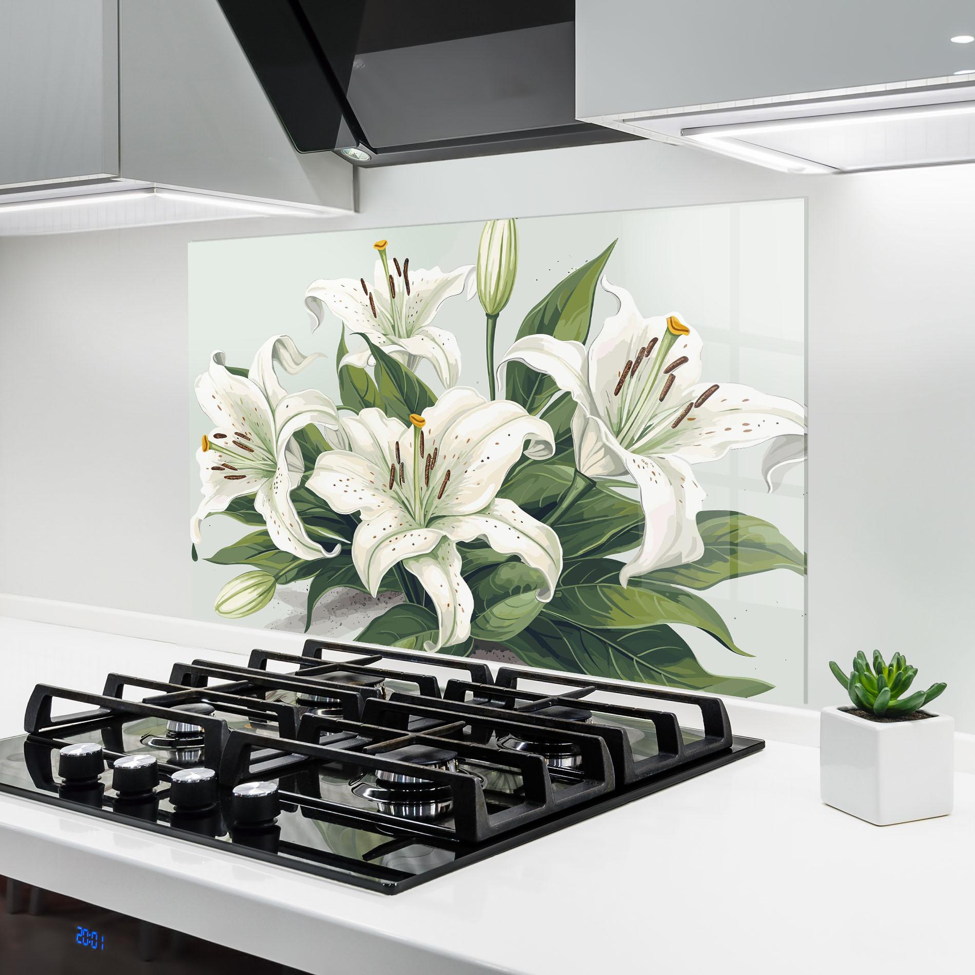 Panou Sticla Bucatarie Light Lily Art mockup 6